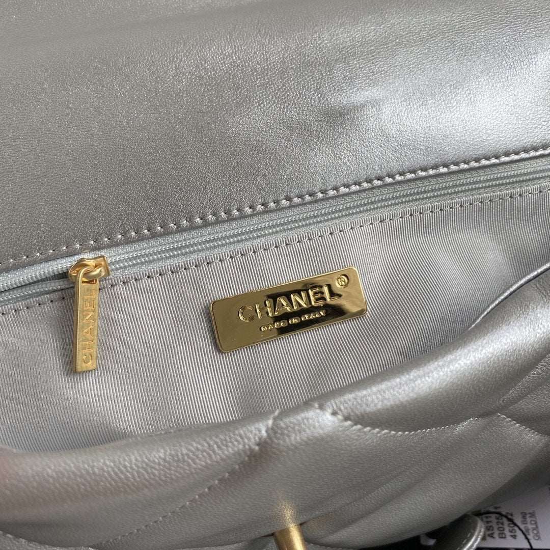 CHANEL 19 Large Flap Bag Silver