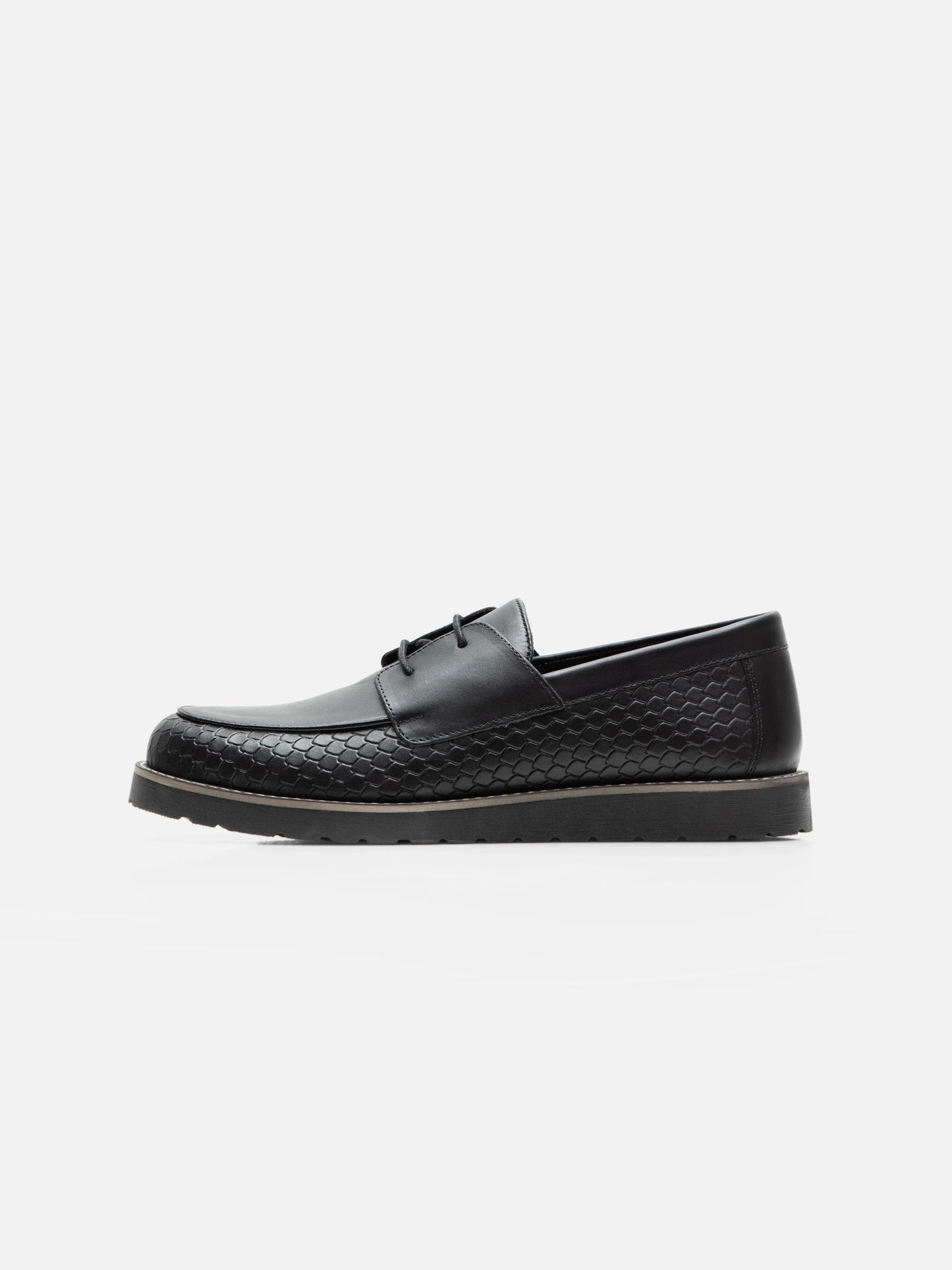 Black Leather Boat Shoes
