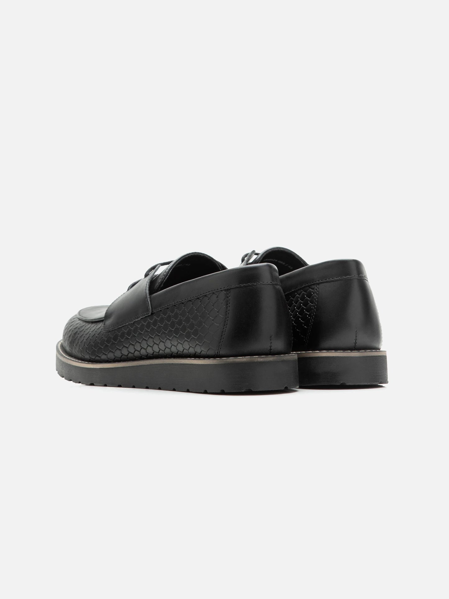 Black Leather Boat Shoes
