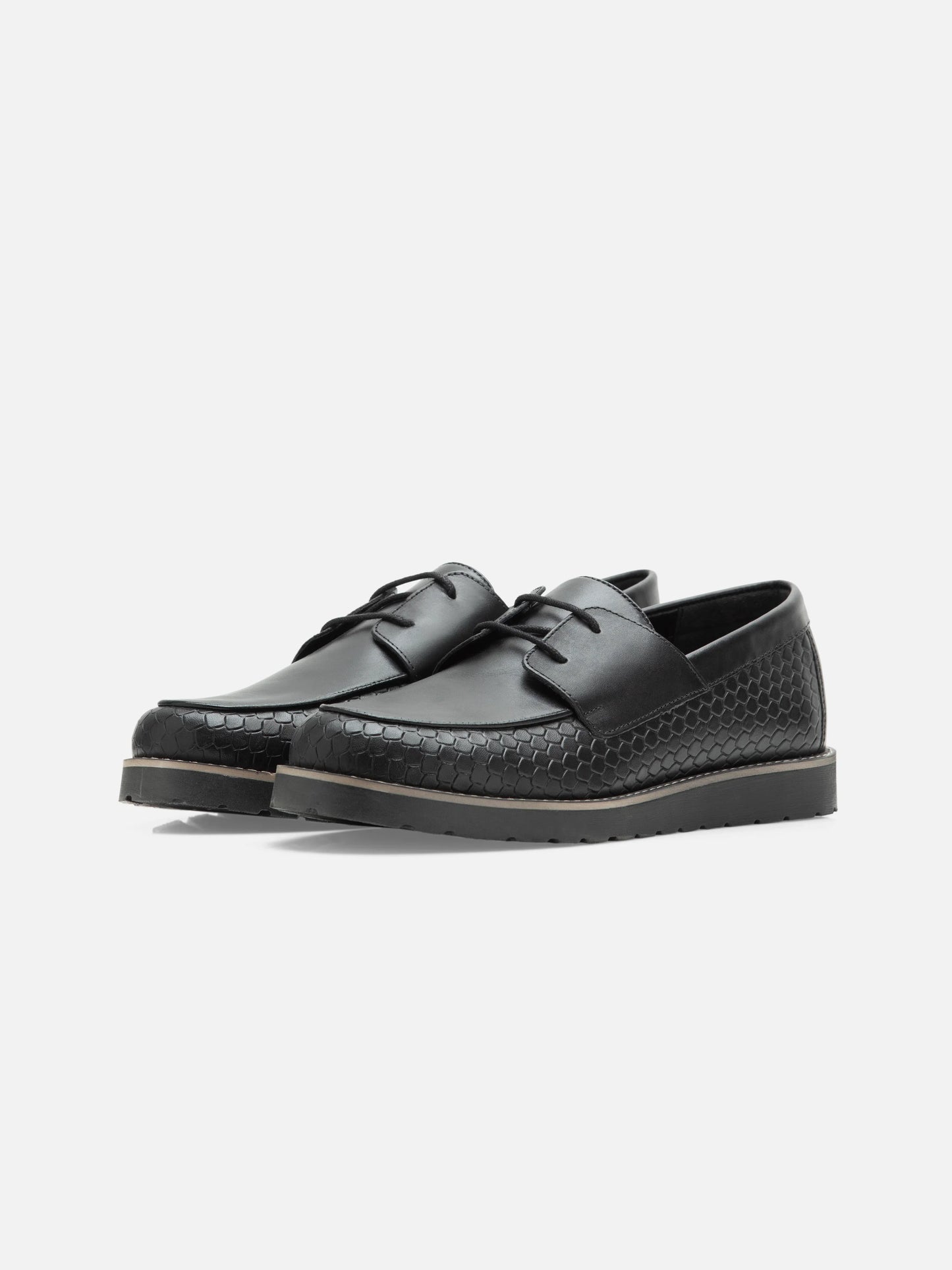 Black Leather Boat Shoes