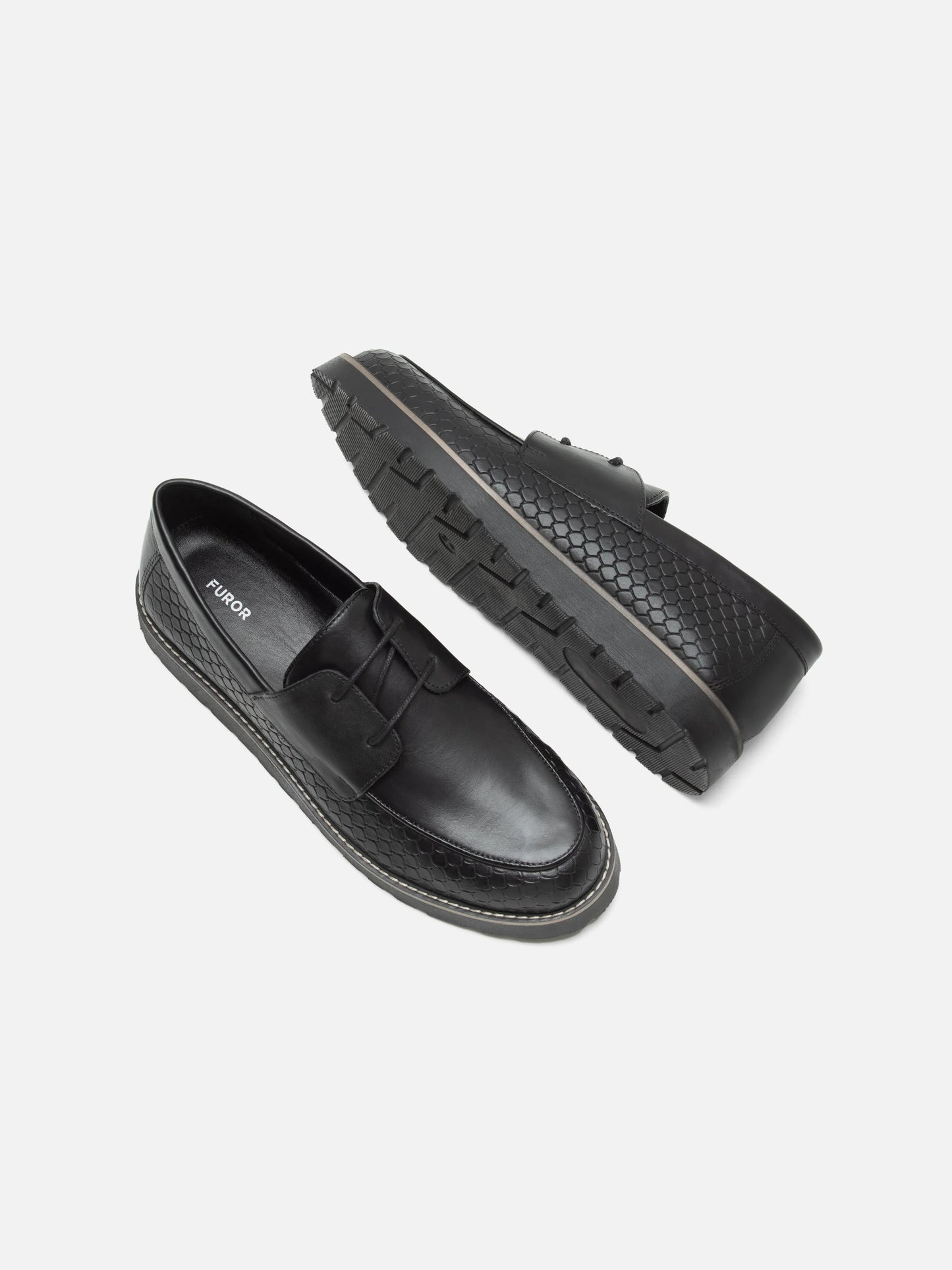 Black Leather Boat Shoes