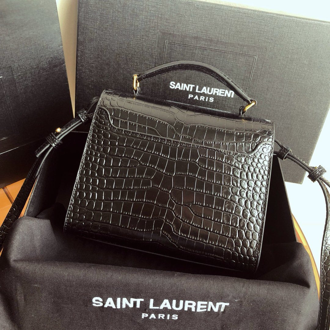 YSL Cassandra Mini Top Handle Bag Black