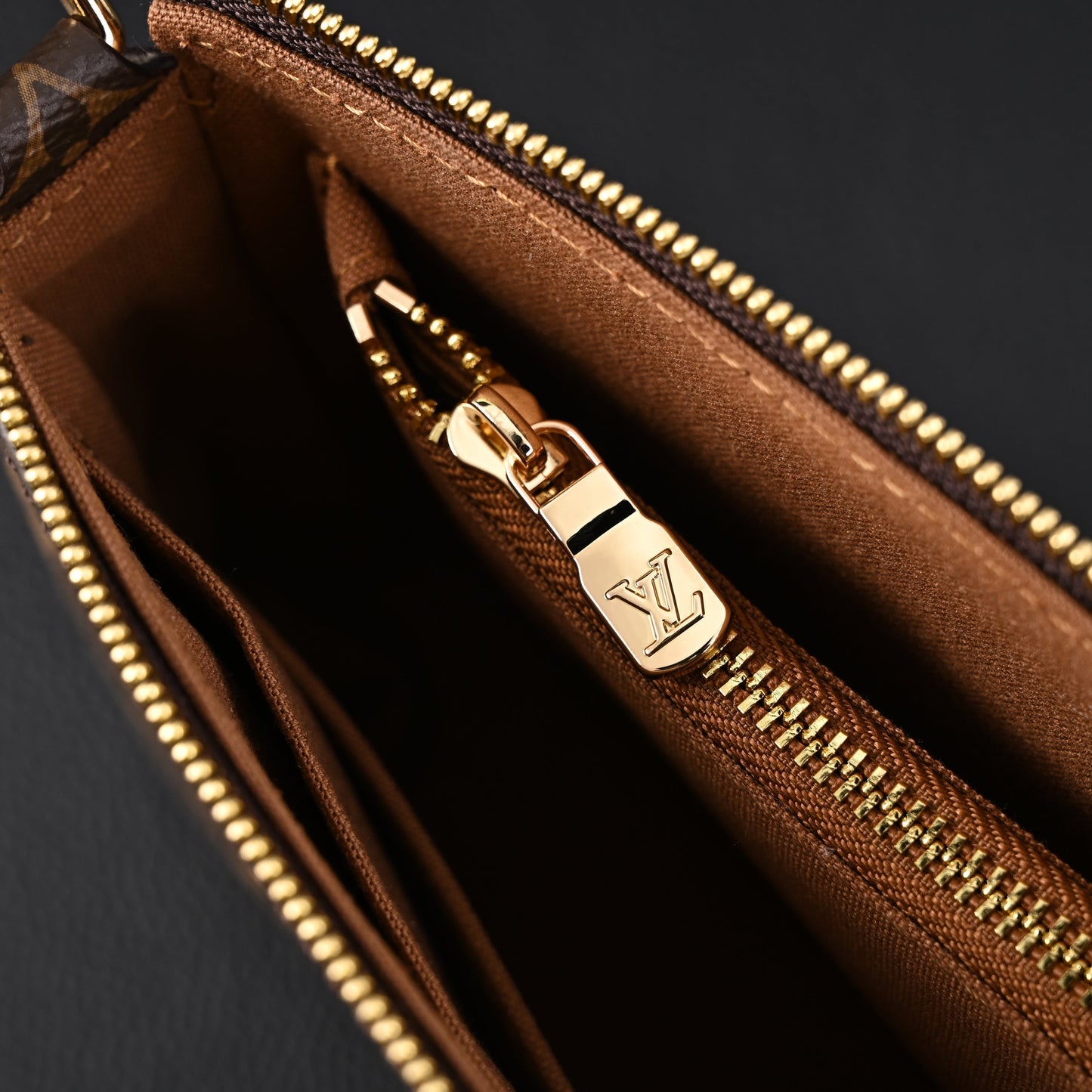 Louis Vuitton Pochette Accessoires Monogram Canvas Clutch Bag – Brown with Gold Chain (M82766)