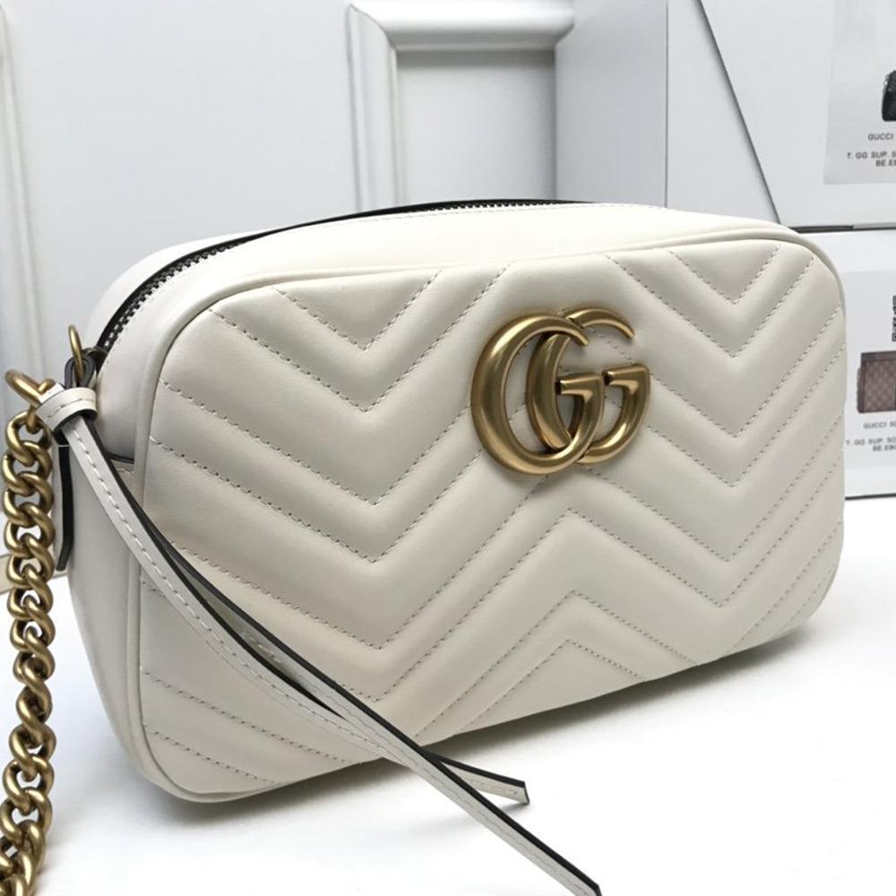 GG Marmont small matelassé shoulder bag white