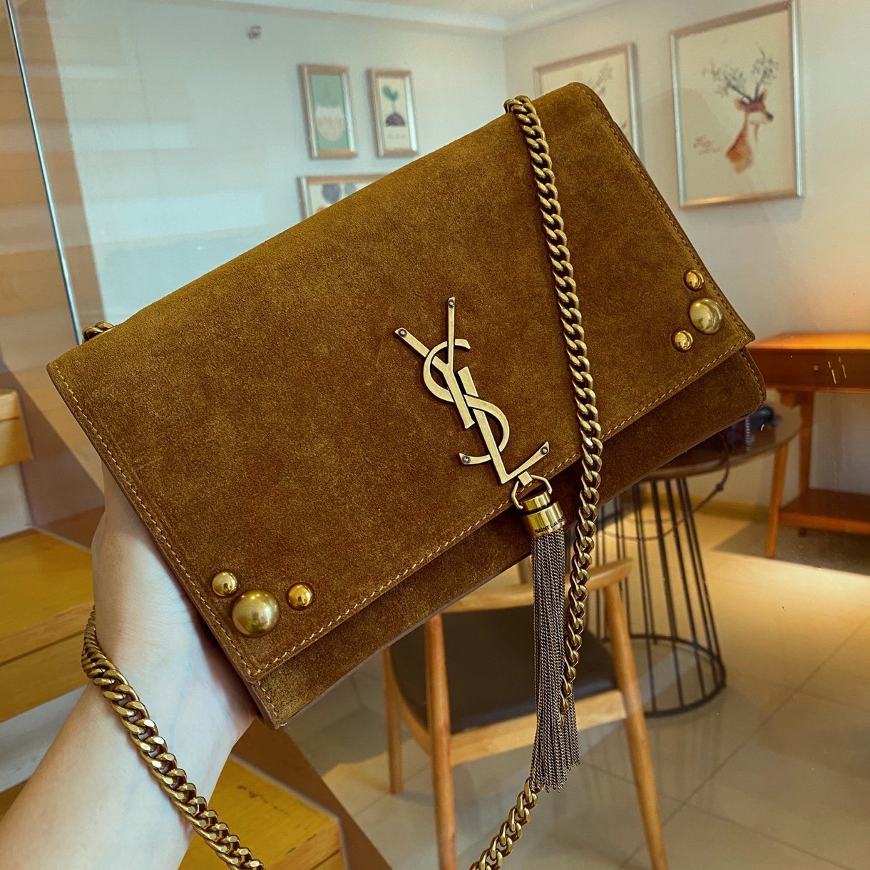 YSL Kate Medium Suede Bag With Tassel