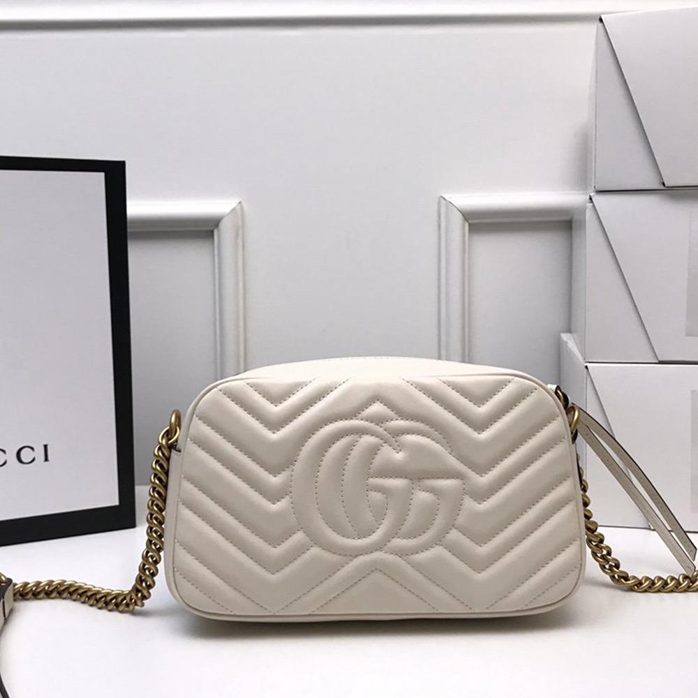 GG Marmont small matelassé shoulder bag white