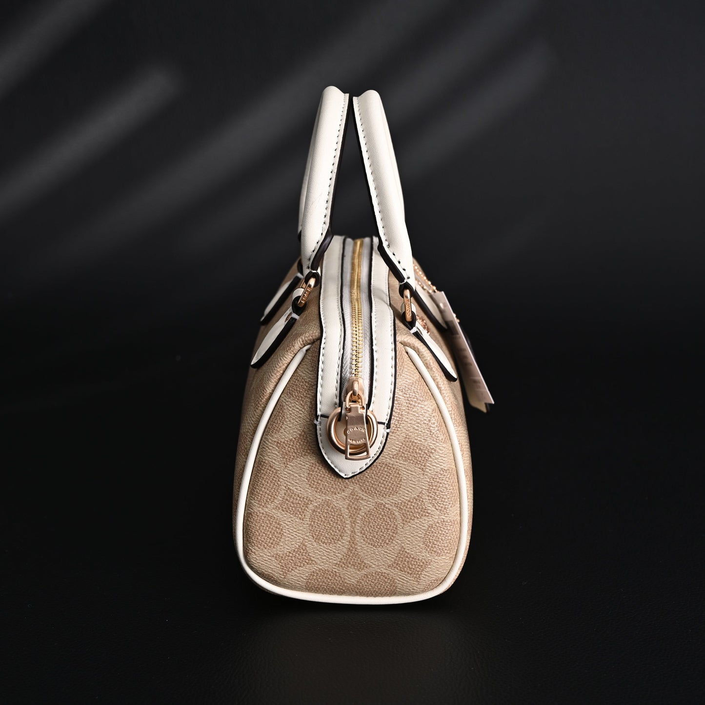 Coach Rowan Satchel – Signature Canvas Top Handle Bag with Crossbody Strap (Khaki/Chalk)