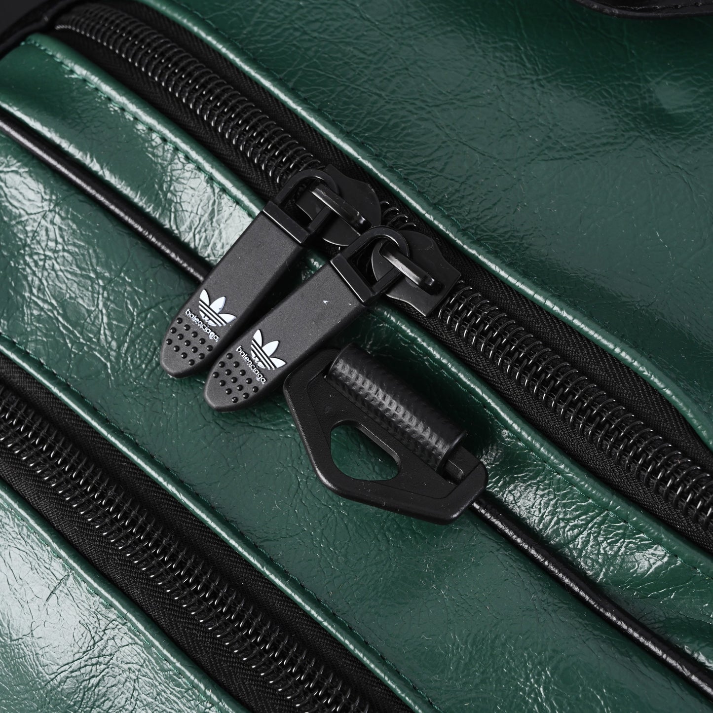 Balenciaga x adidas Large Duffel Travel Bag – Black & Green with Trefoil Logo and Triple Stripes