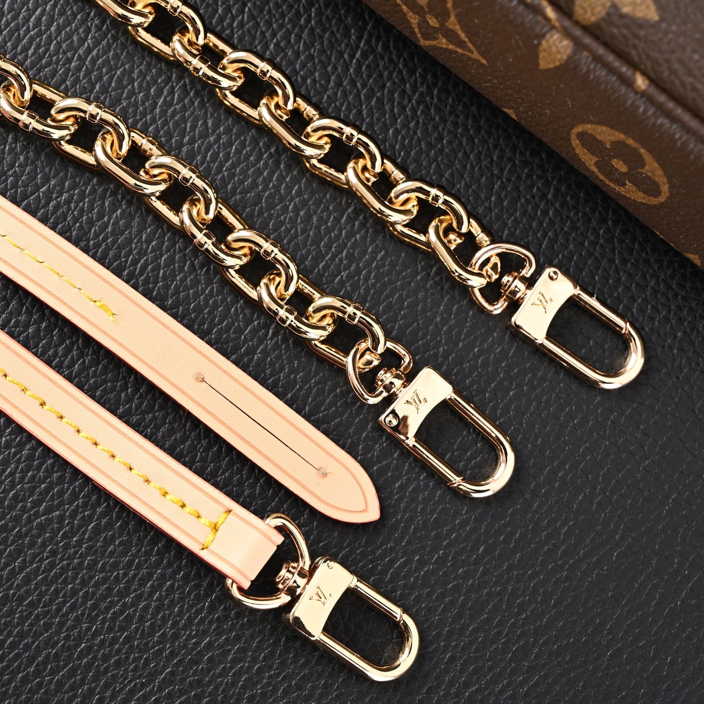 Louis Vuitton Pochette Accessoires Monogram Canvas Clutch Bag – Brown with Gold Chain (M82766)