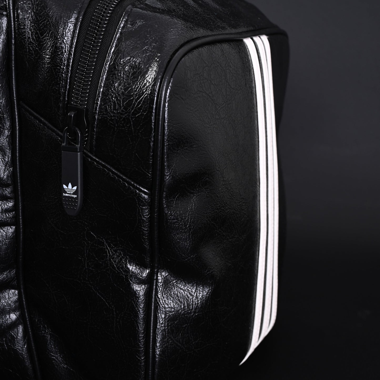 Balenciaga x adidas Large Duffel Travel Bag – Black with Trefoil Logo and Triple Stripes