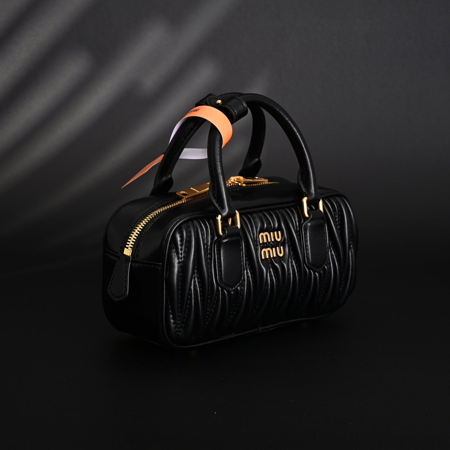 Miu Miu Black Matelassé Leather Top Handle Bag