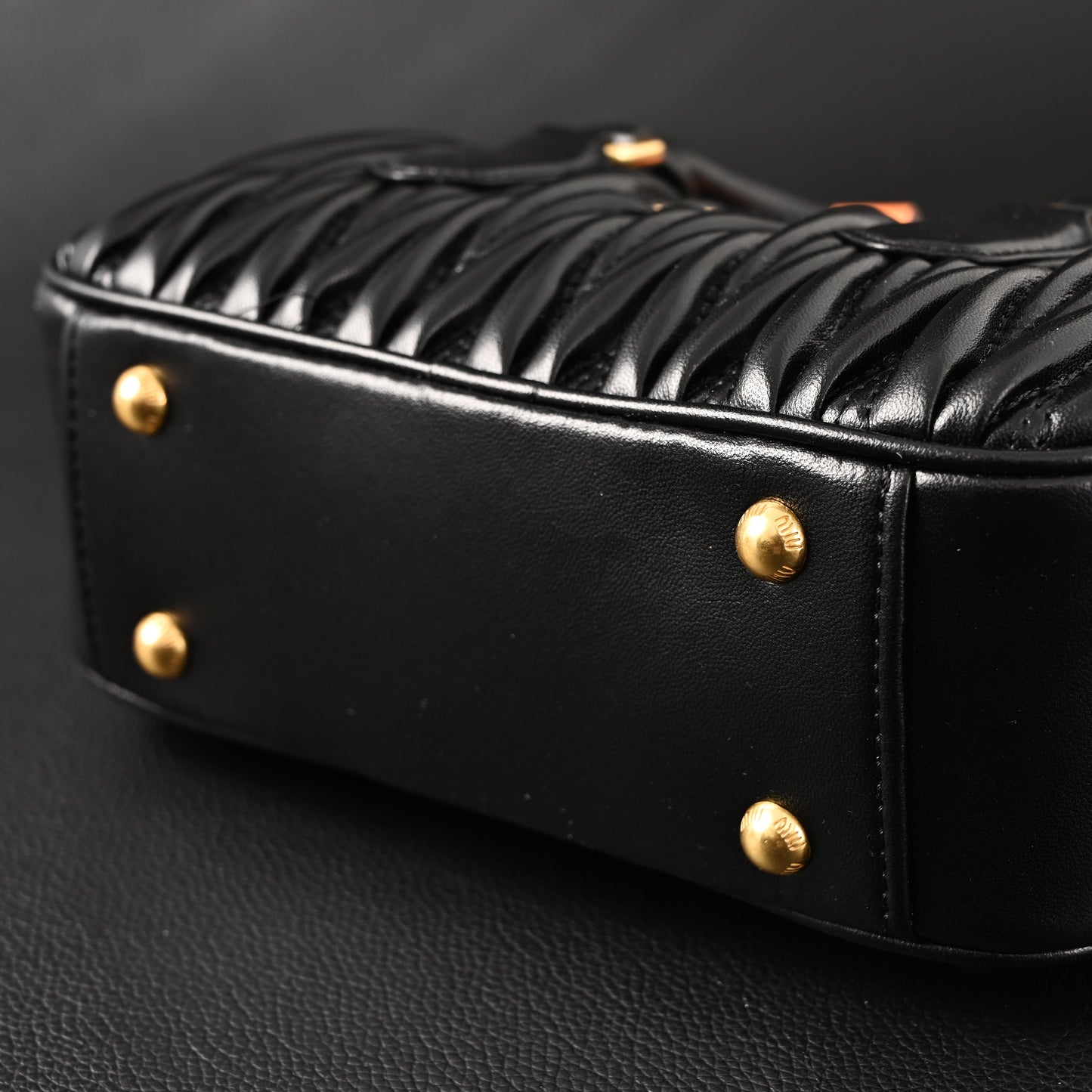 Miu Miu Black Matelassé Leather Top Handle Bag