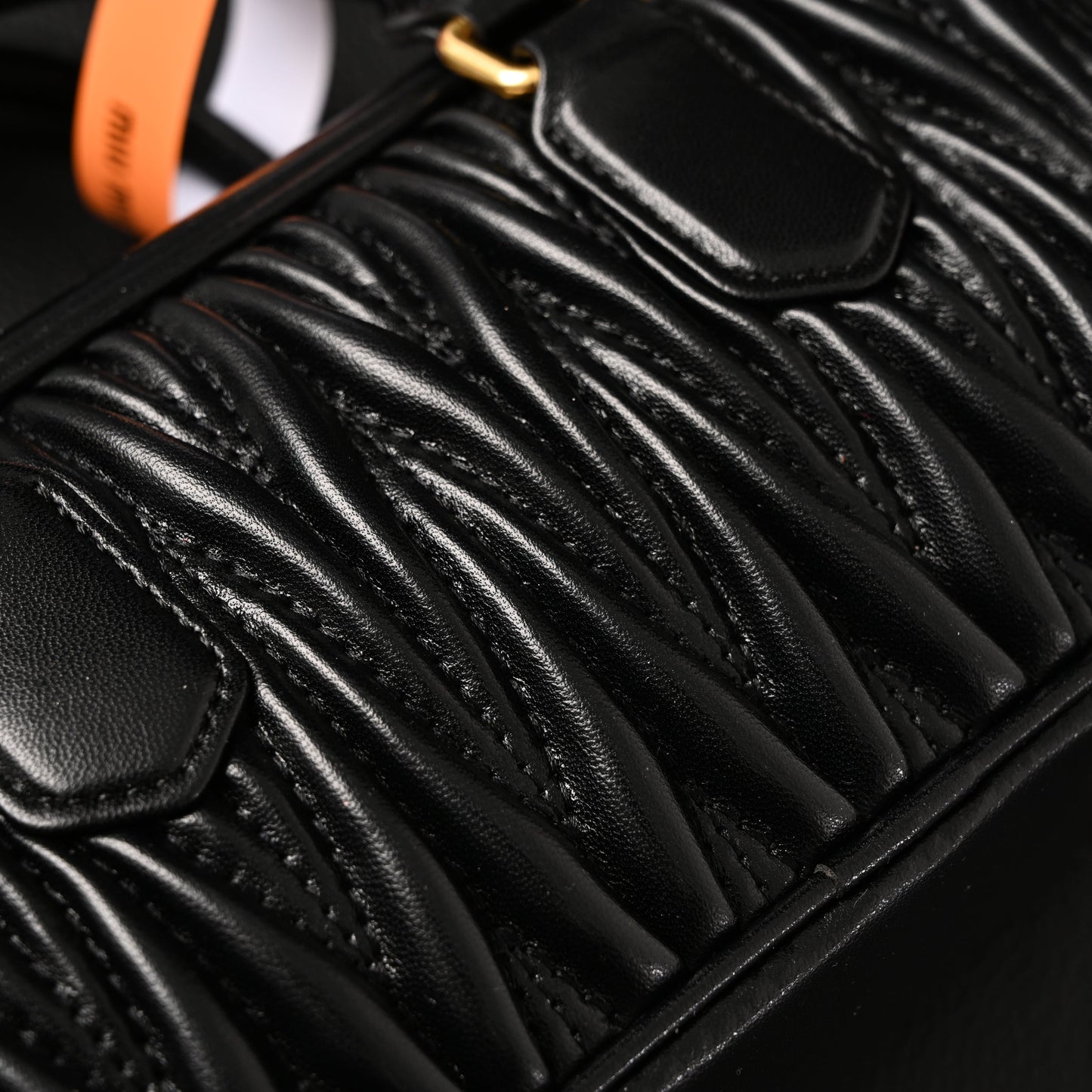 Miu Miu Black Matelassé Leather Top Handle Bag