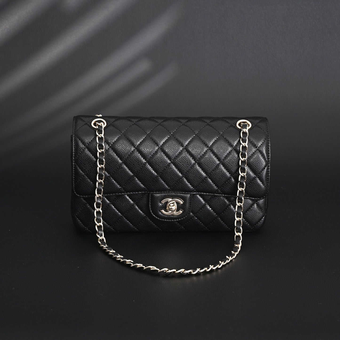 Chanel Classic Flap Bag – Black Quilted Caviar Leather with Gold-Tone Hardware