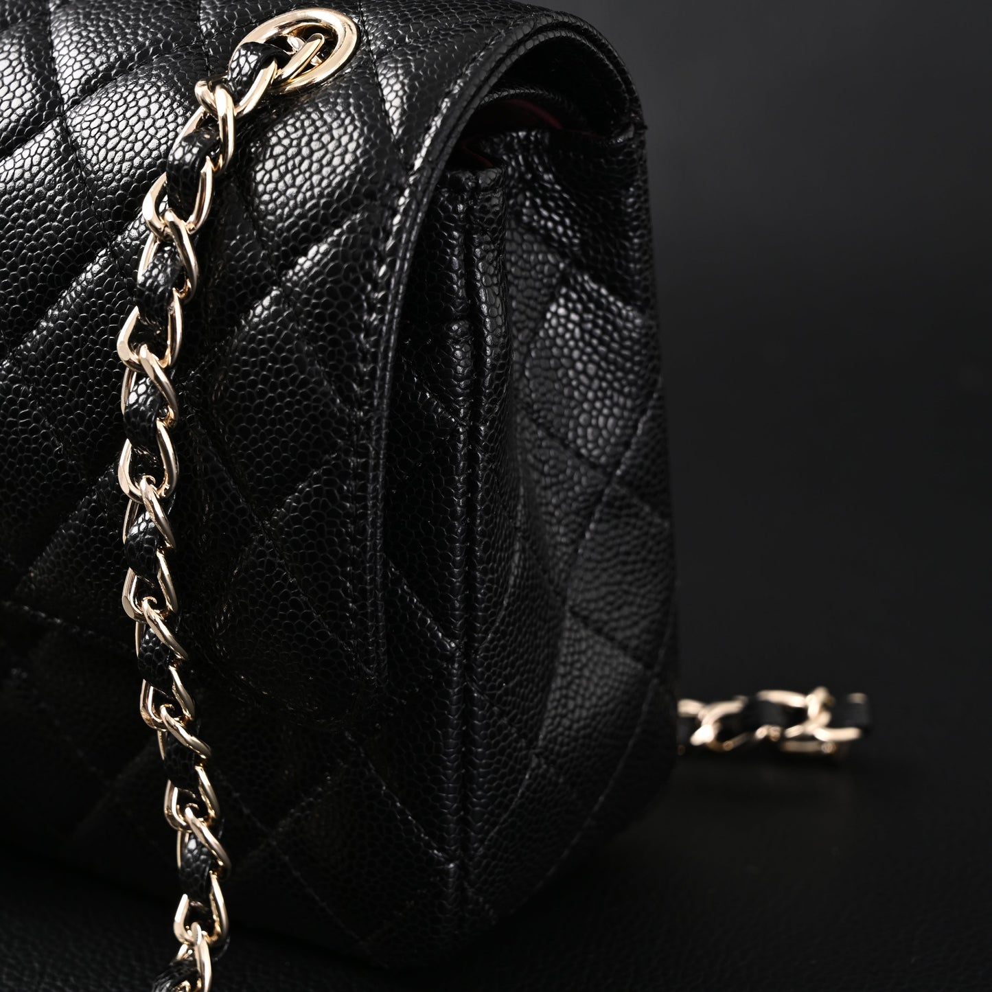 Chanel Classic Flap Bag – Black Quilted Caviar Leather with Gold-Tone Hardware