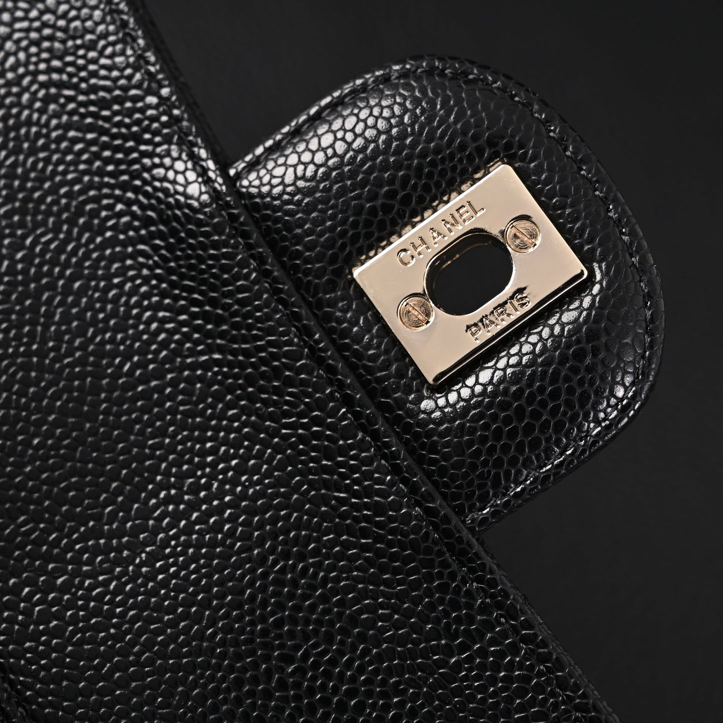 Chanel Classic Flap Bag – Black Quilted Caviar Leather with Gold-Tone Hardware