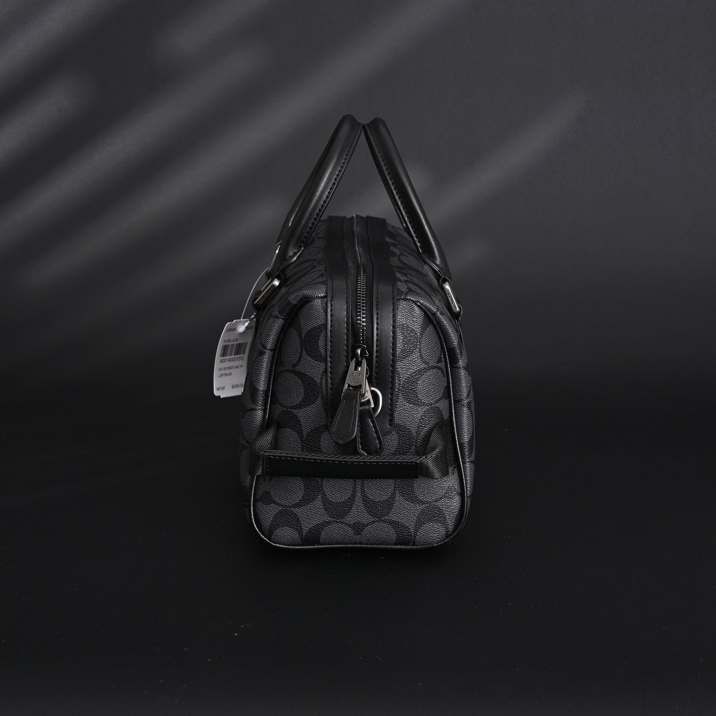 Coach Signature Duffel Bag – Black Monogram Canvas with Leather Trim