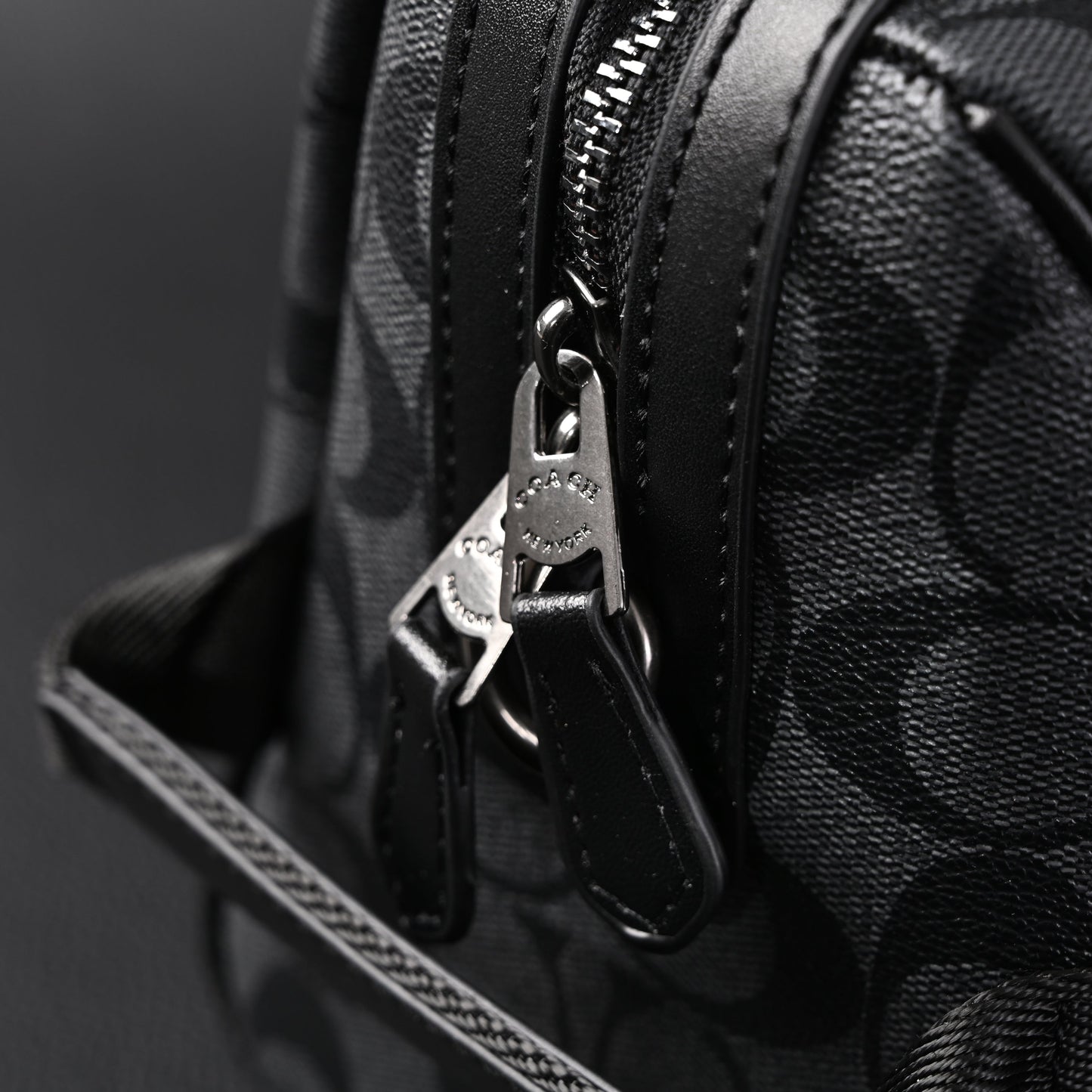 Coach Signature Duffel Bag – Black Monogram Canvas with Leather Trim