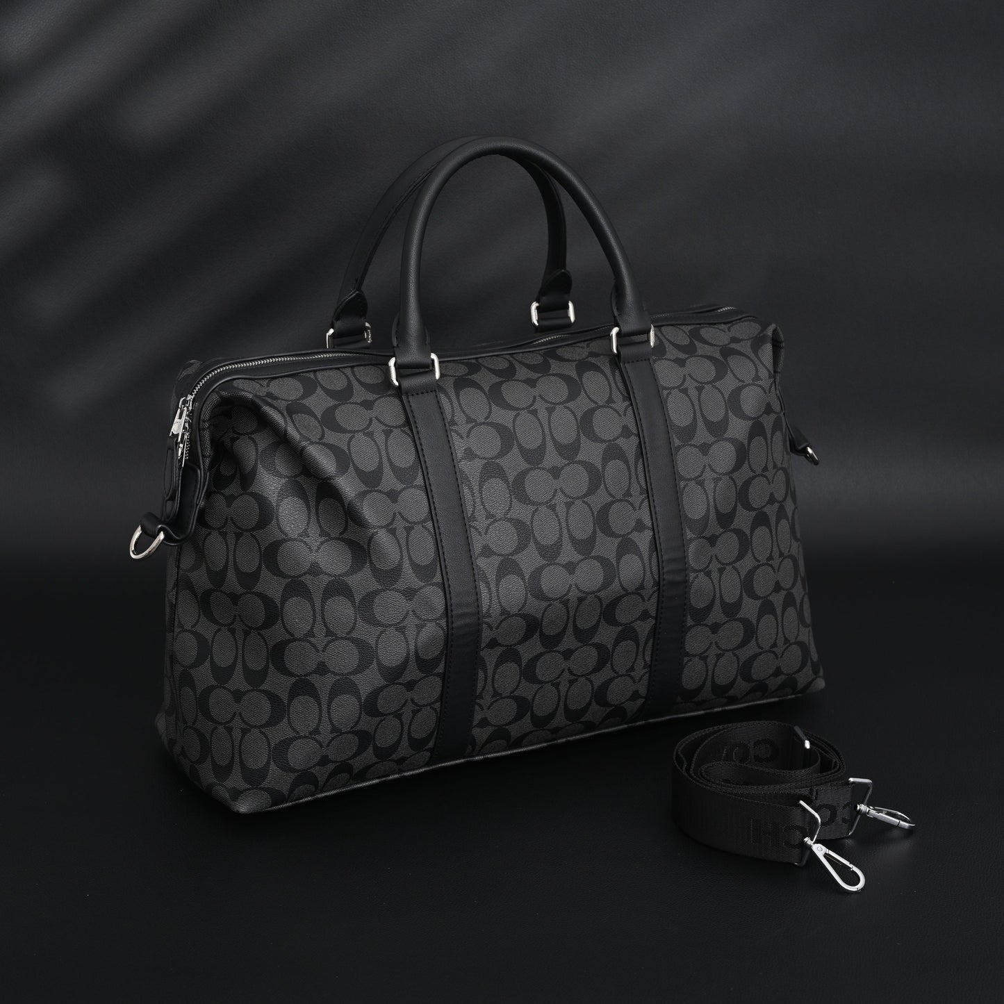 Coach Metropolitan Duffel Bag in Signature Black Canvas