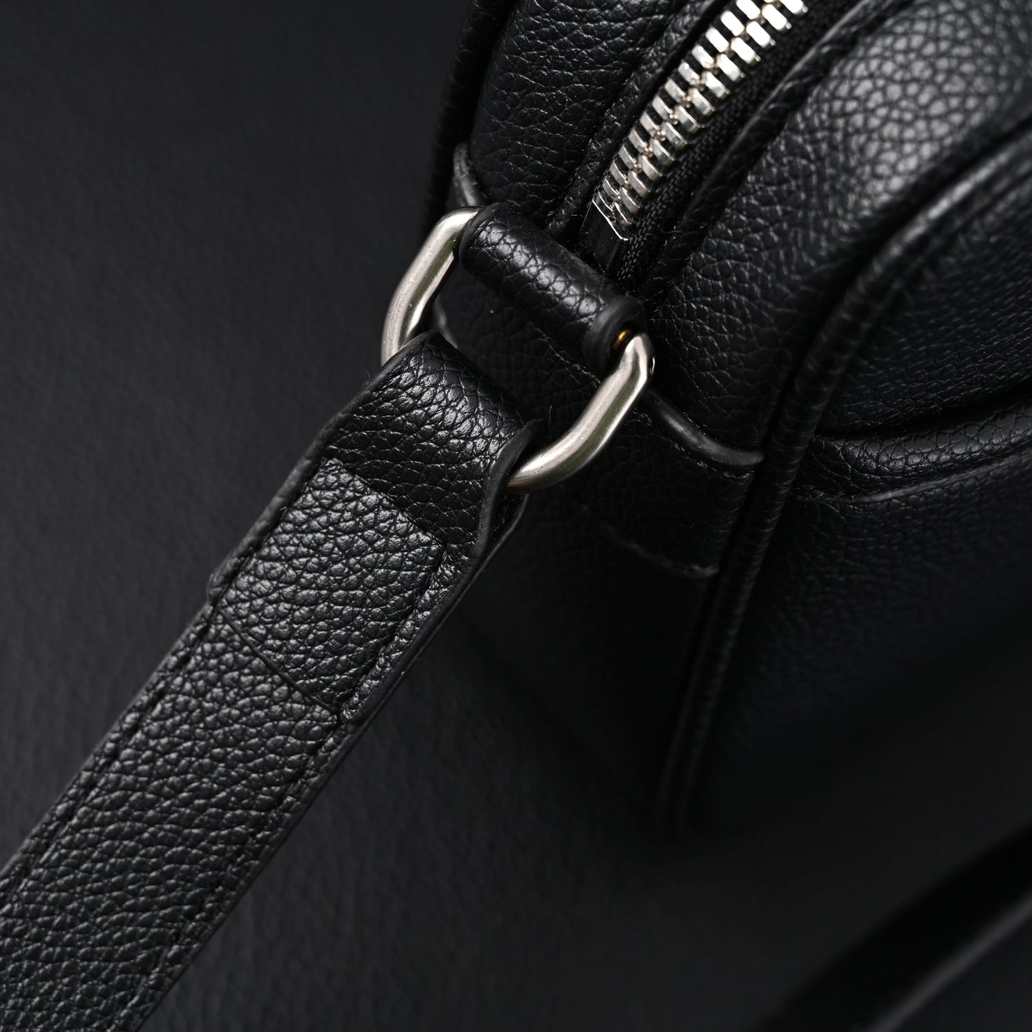 Gucci Black Leather Embossed Logo Belt Bag