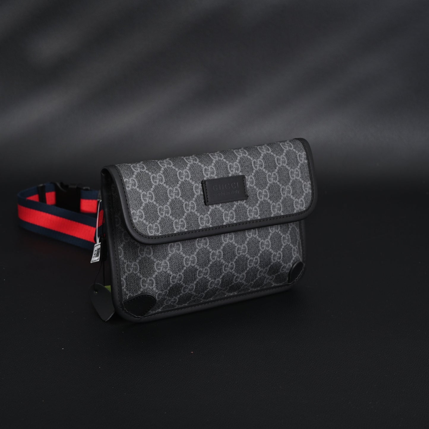 Gucci Ophidia GG Supreme Belt Bag – Black/Grey with Web Strap