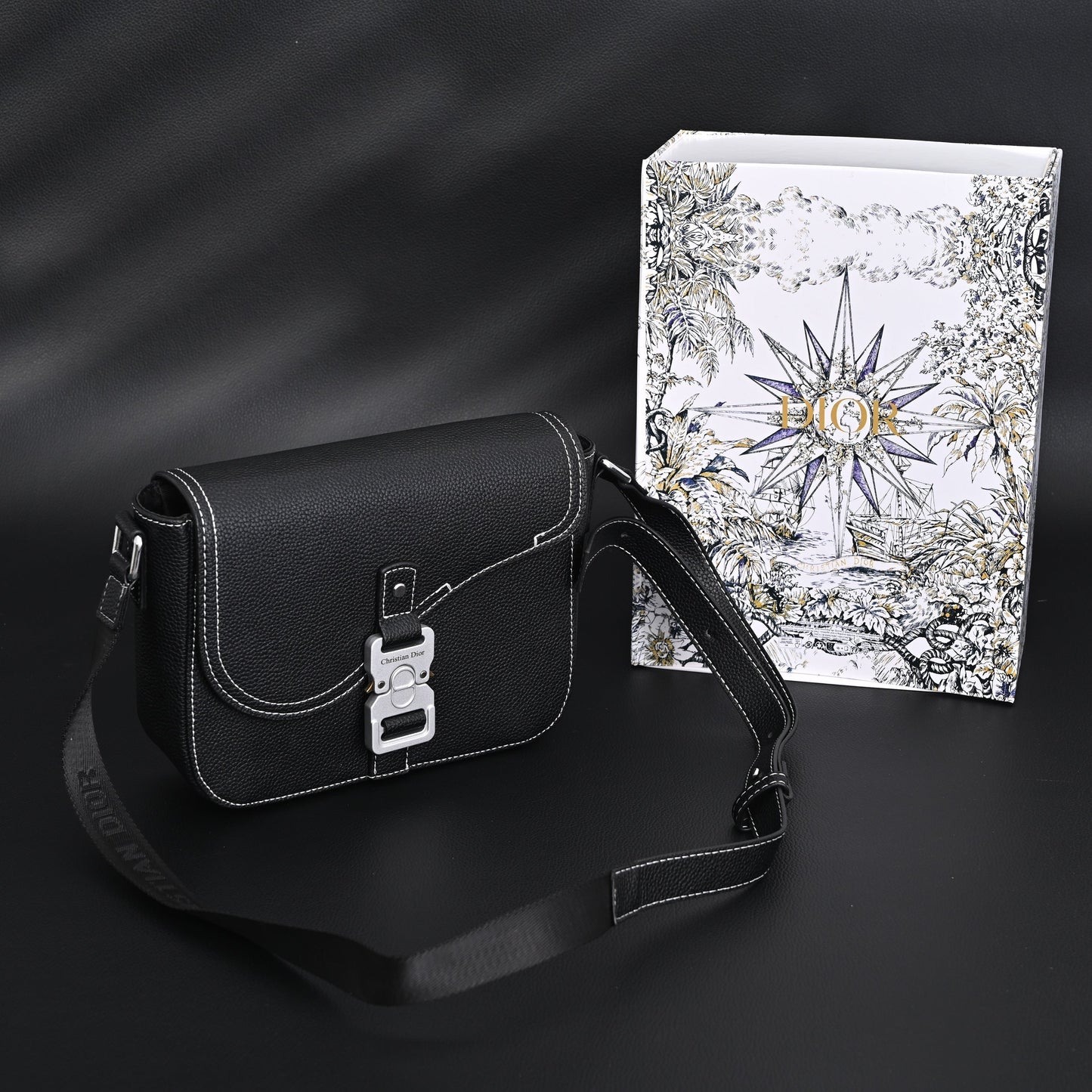 Dior Saddle Crossbody Bag – Black Grained Calfskin with Silver-Tone Hardware