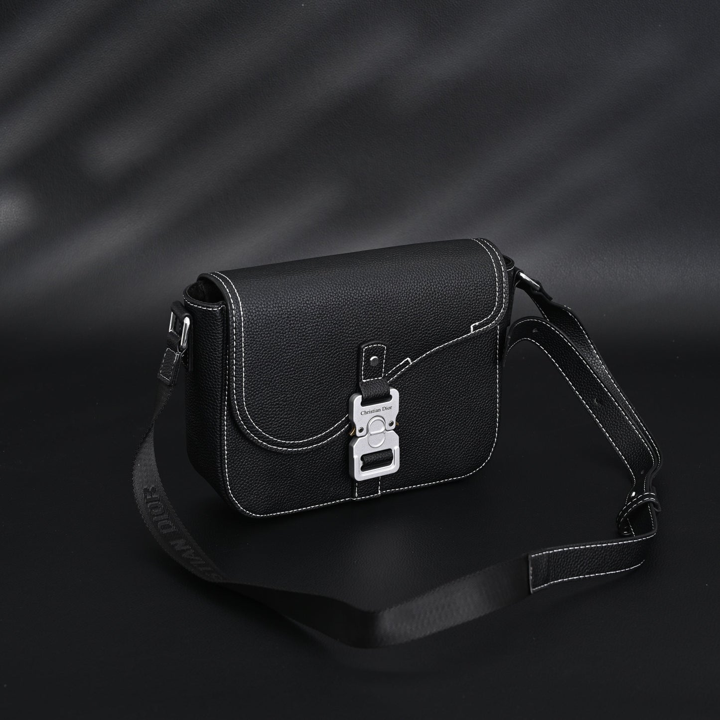 Dior Saddle Crossbody Bag – Black Grained Calfskin with Silver-Tone Hardware