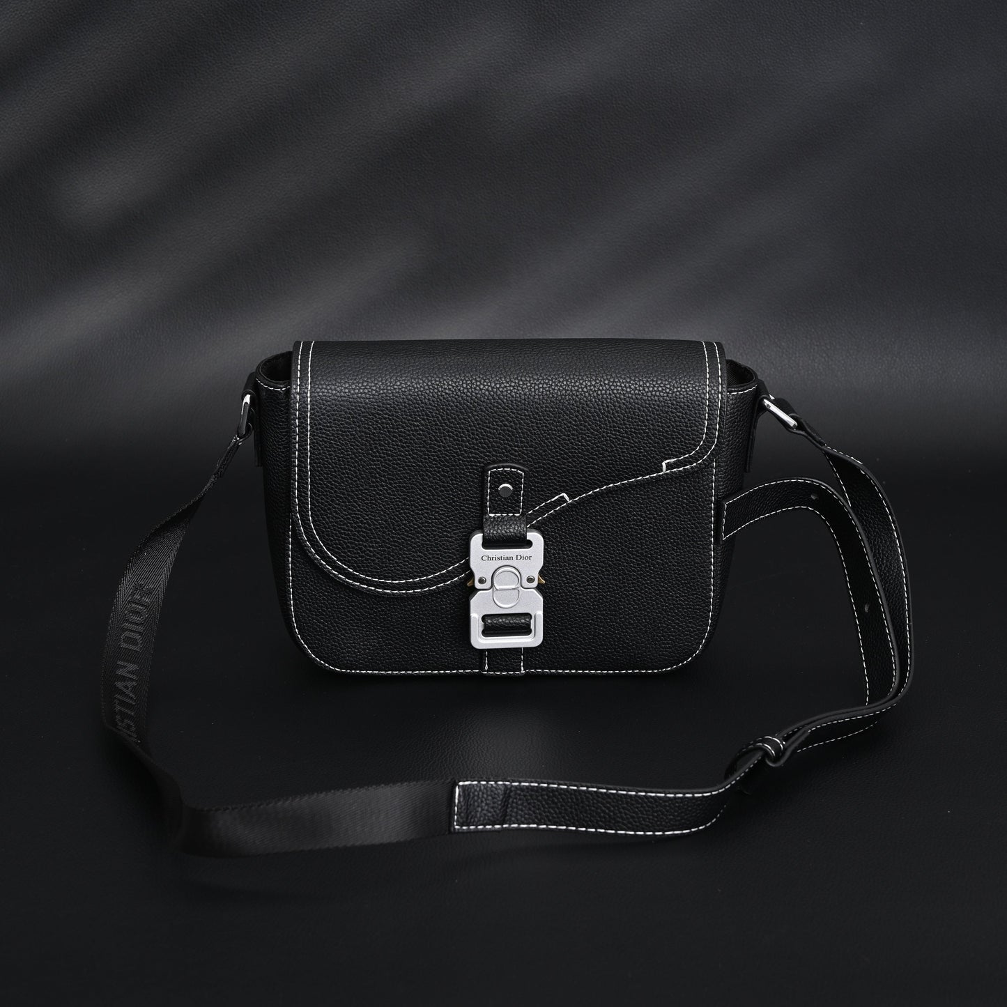 Dior Saddle Crossbody Bag – Black Grained Calfskin with Silver-Tone Hardware