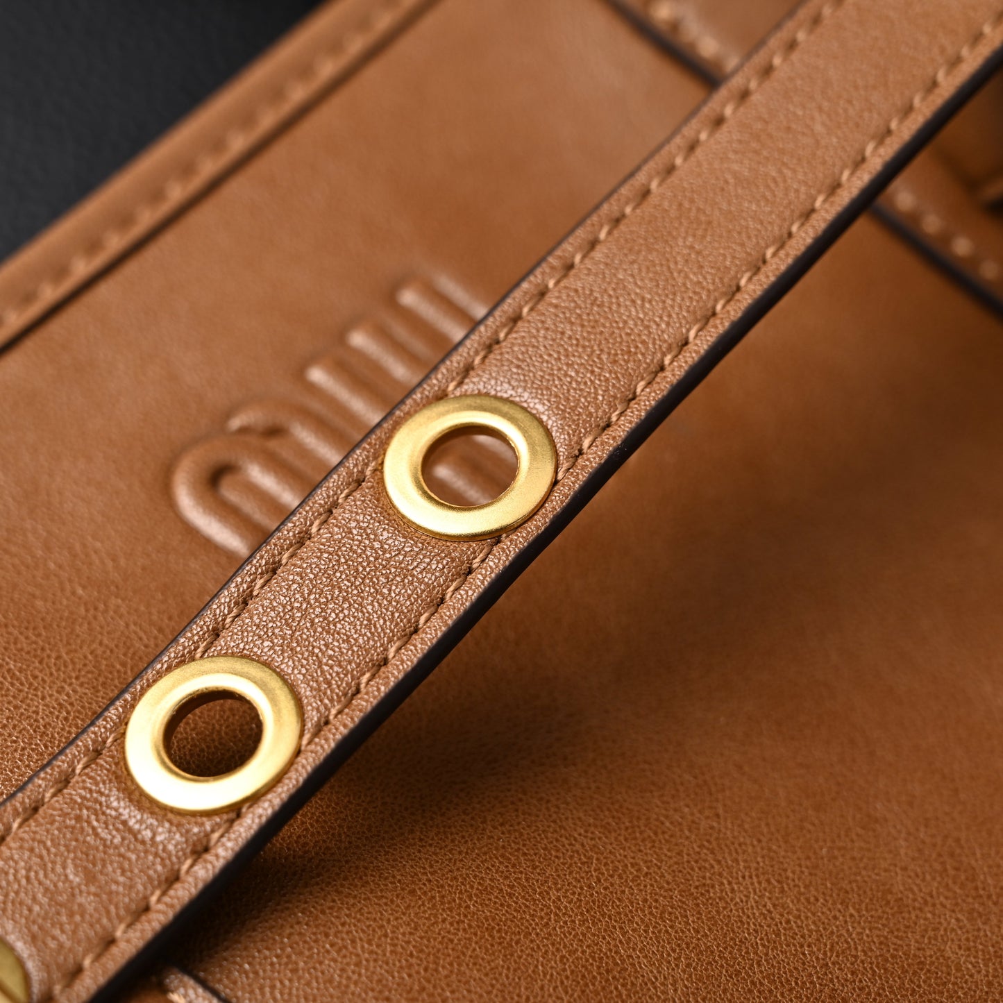 Miu Miu Leather Tote Bag – Elegant Caramel Brown