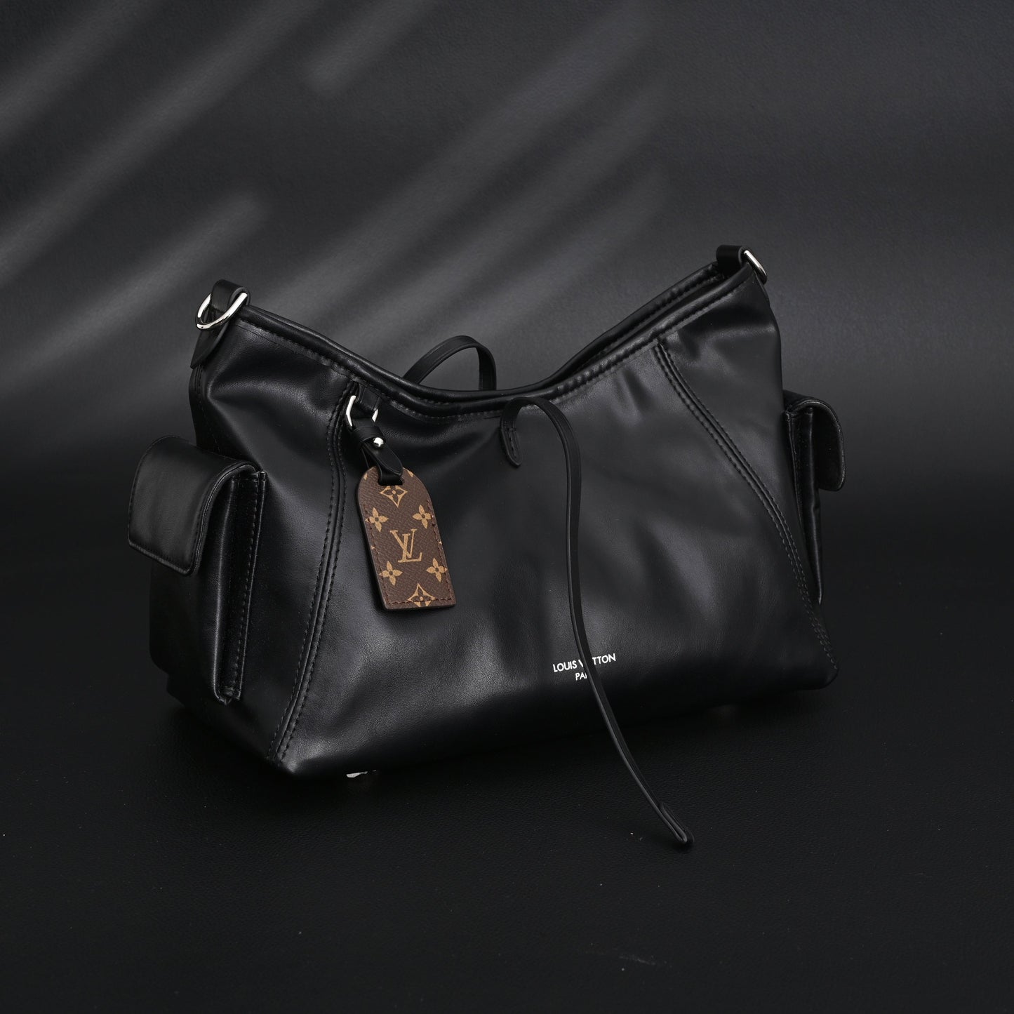 Louis Vuitton Montaigne Black Mahina Leather Shoulder Bag