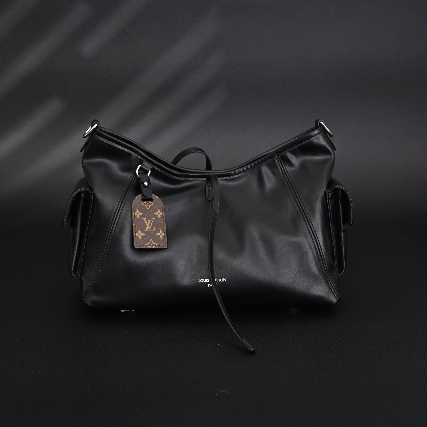 Louis Vuitton Montaigne Black Mahina Leather Shoulder Bag