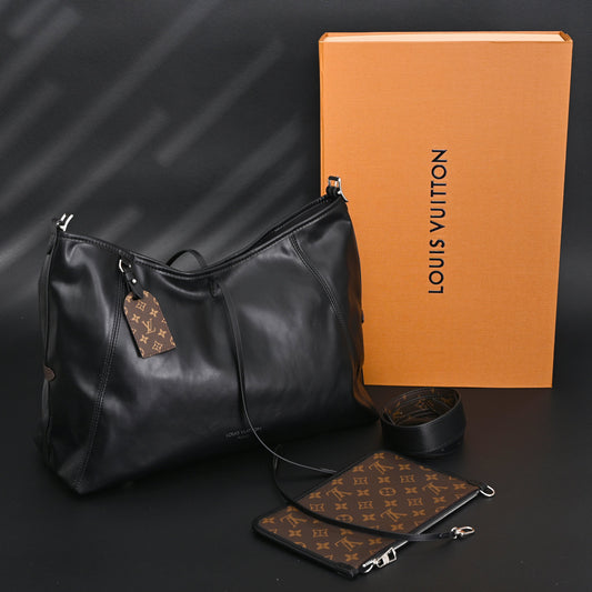 Louis Vuitton Black Mahina Leather Hobo Shoulder Bag