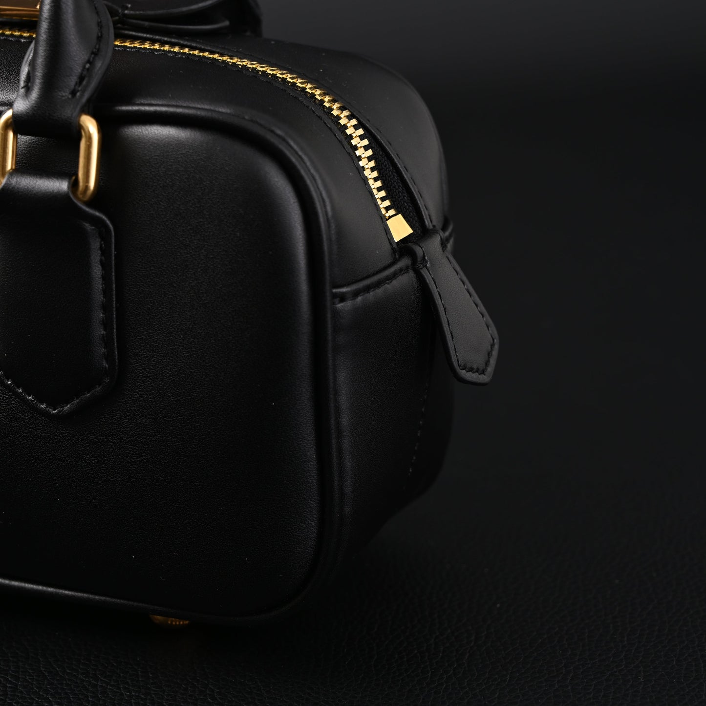 Miu Miu Black Matelassé Leather Satchel Bag – Mini Top Handle