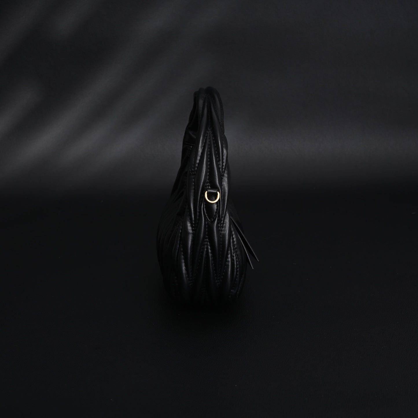 Miu Miu Matelassé Leather Hobo Bag – Black with Gold Hardware