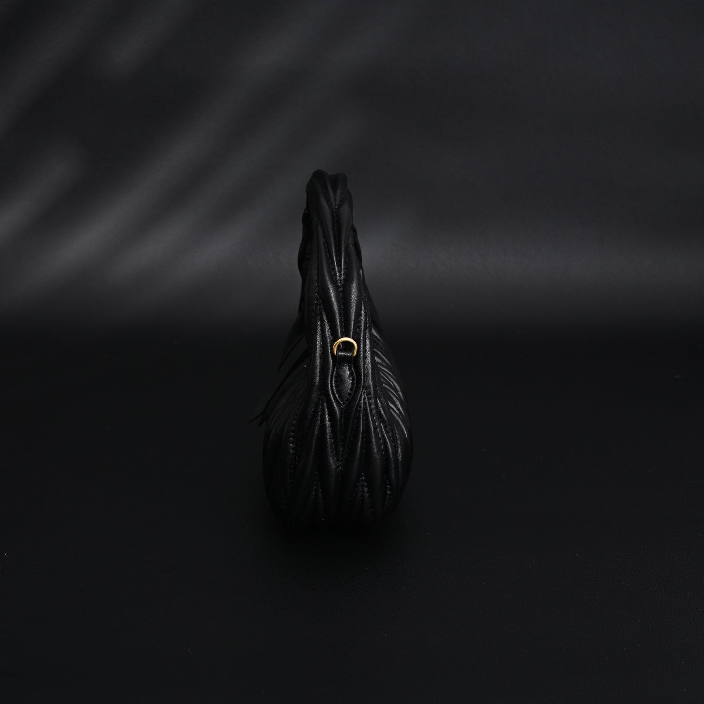 Miu Miu Matelassé Leather Hobo Bag – Black with Gold Hardware