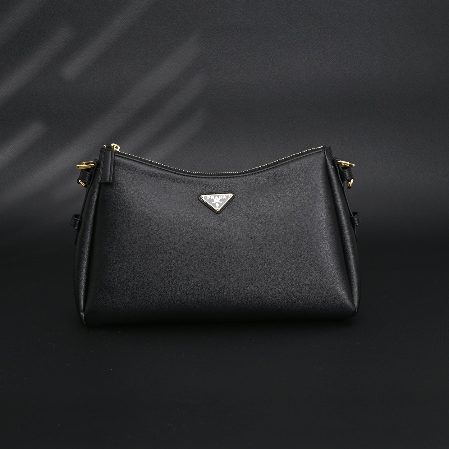 Prada Cleo Black Brushed Leather Shoulder Bag