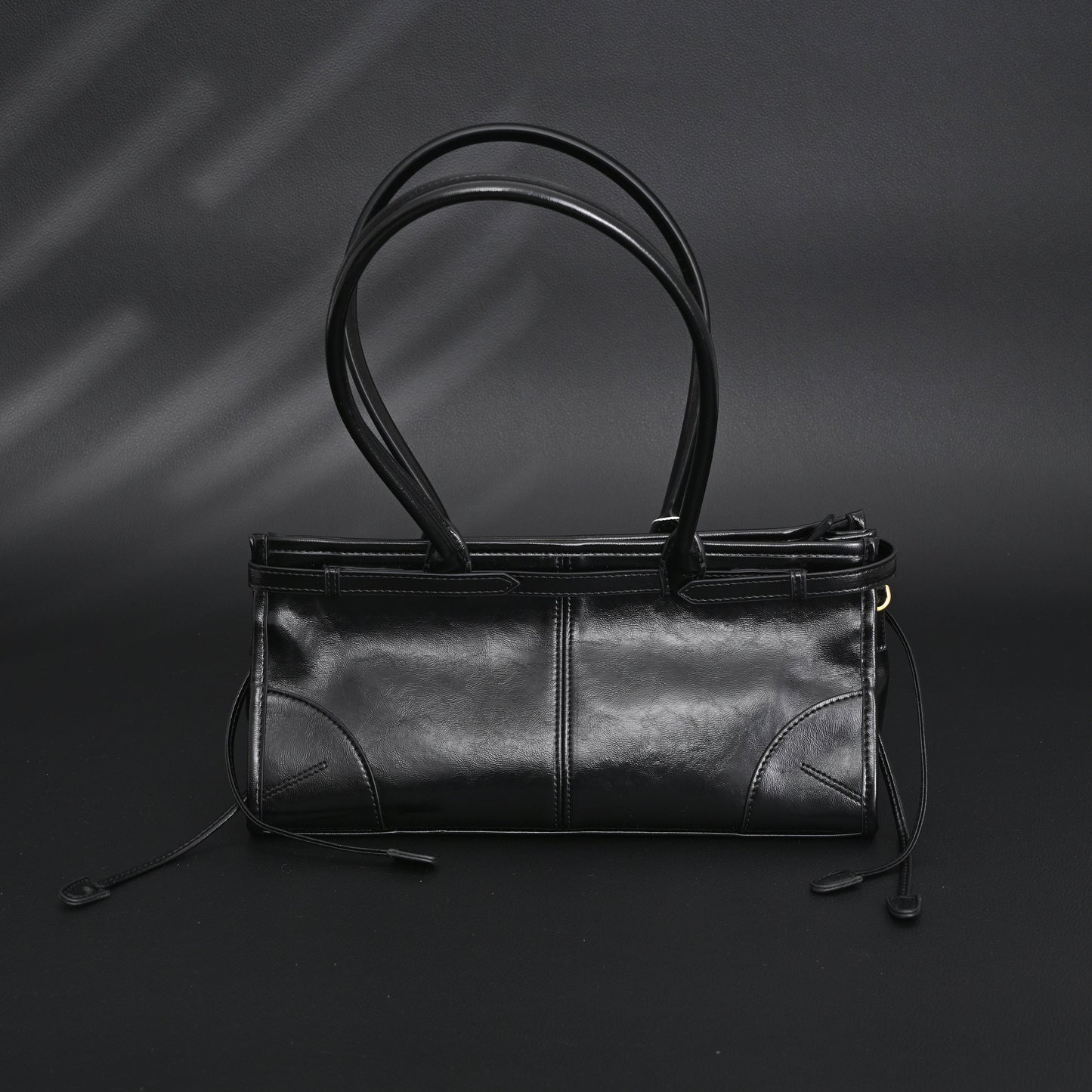 Prada Cleo Black Patent Leather Shoulder Bag with Gold Hardware