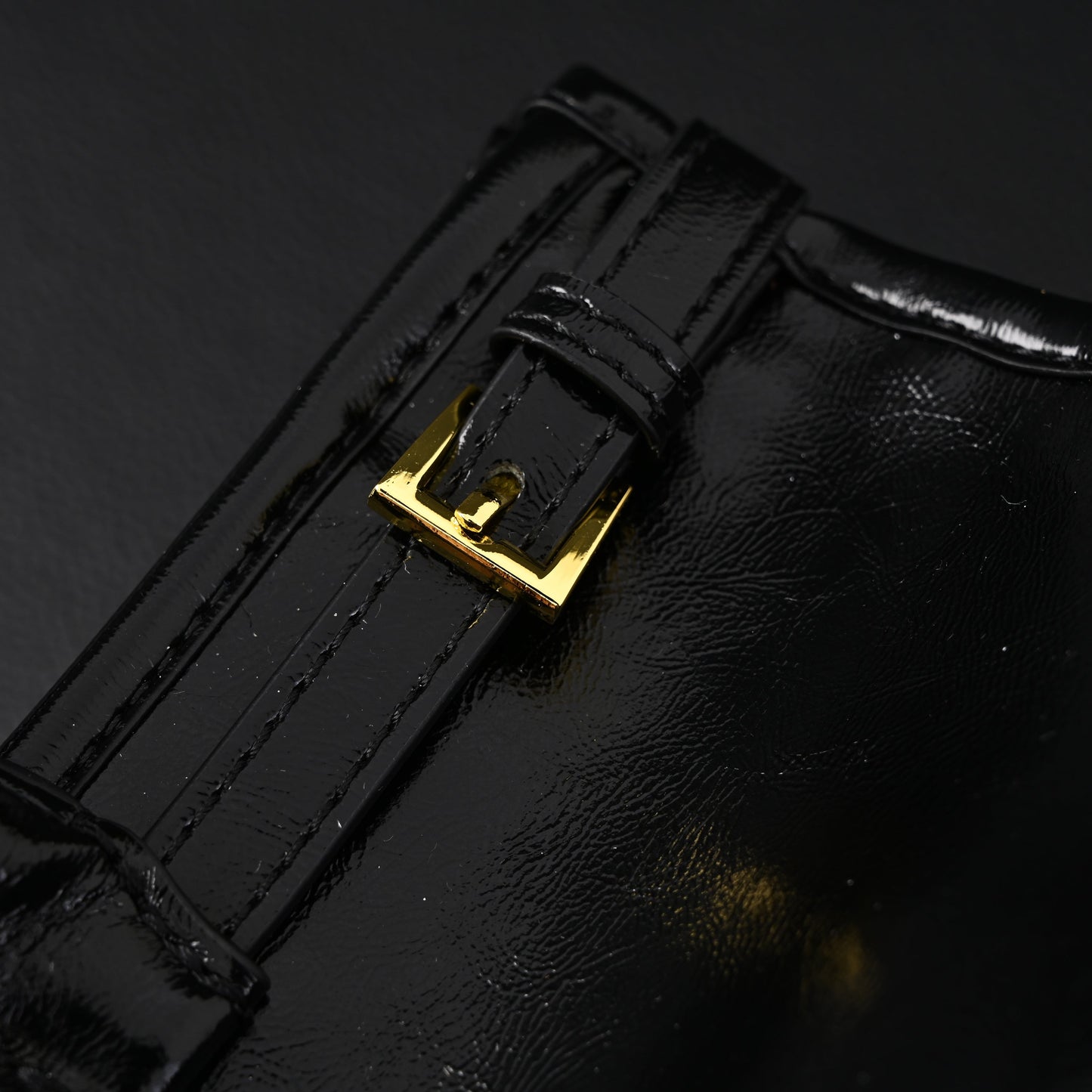Prada Cleo Black Patent Leather Shoulder Bag with Gold Hardware