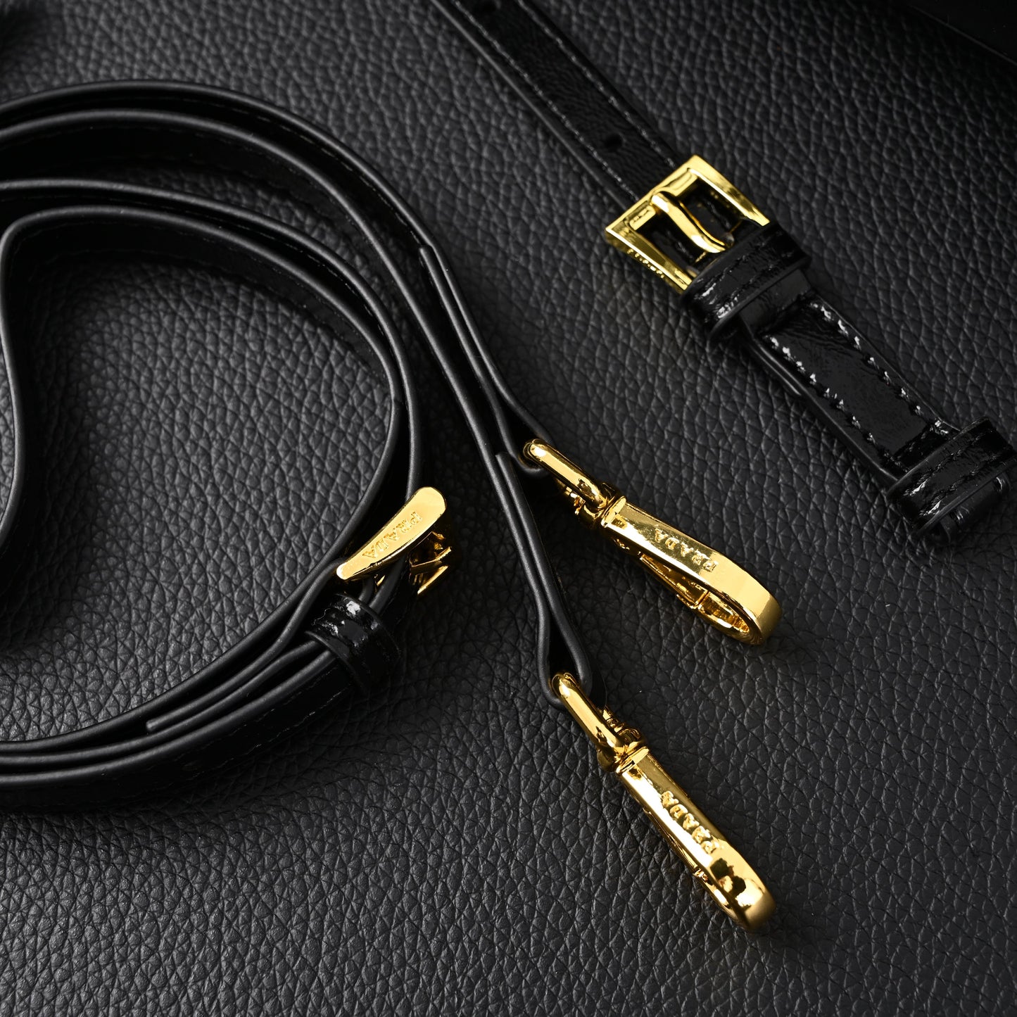 Prada Cleo Black Patent Leather Shoulder Bag with Gold Hardware