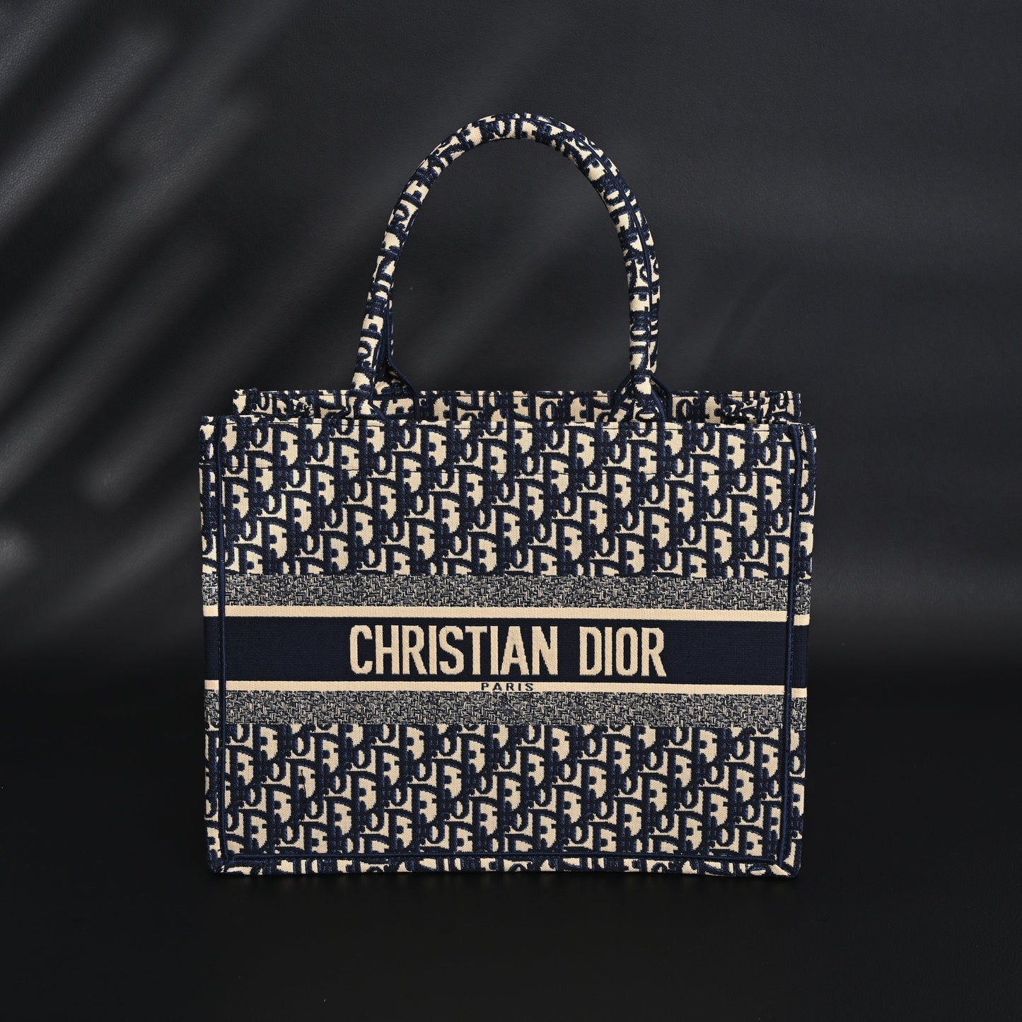 Christian Dior Large Book Tote – Blue Oblique Embroidery
