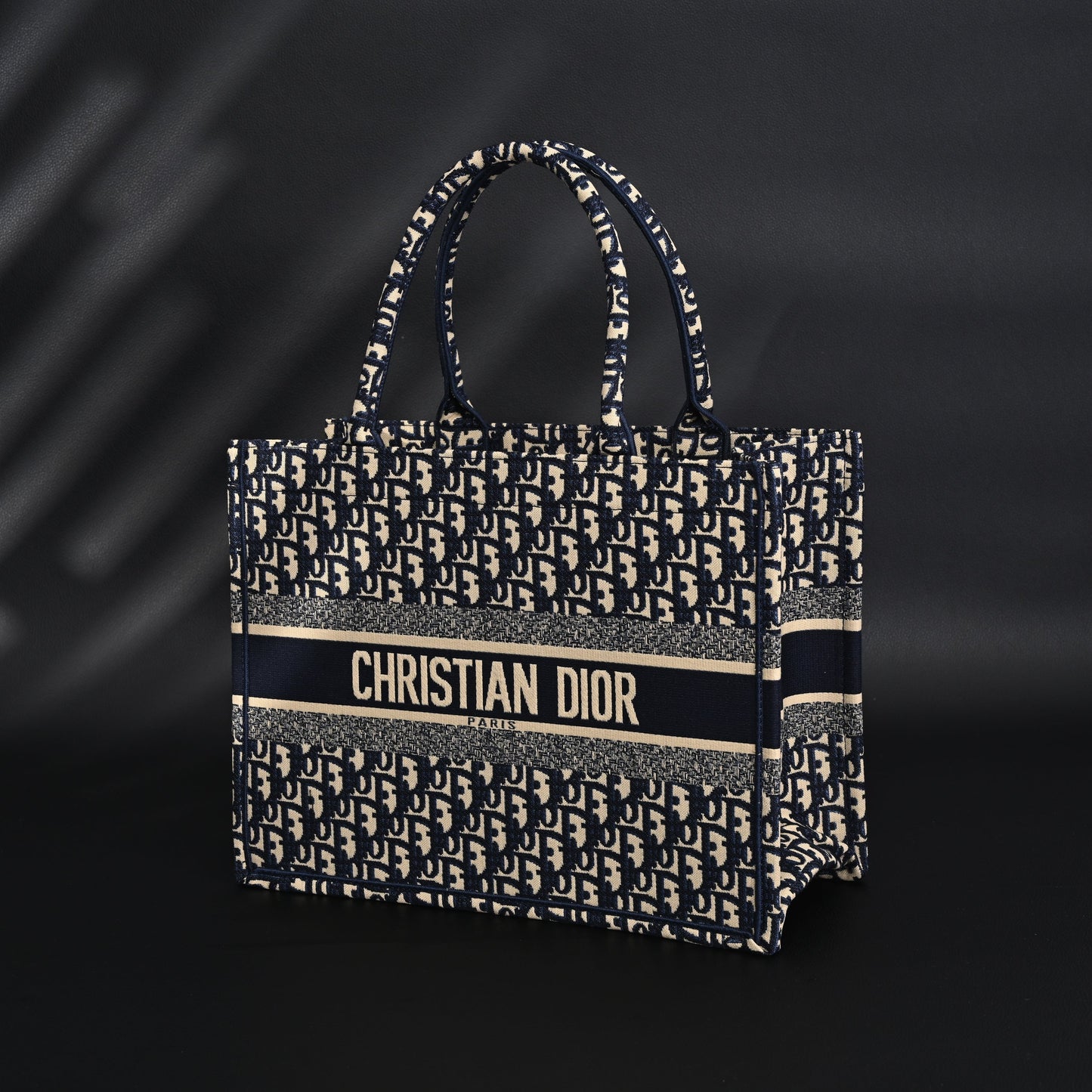 Christian Dior Large Book Tote – Blue Oblique Embroidery