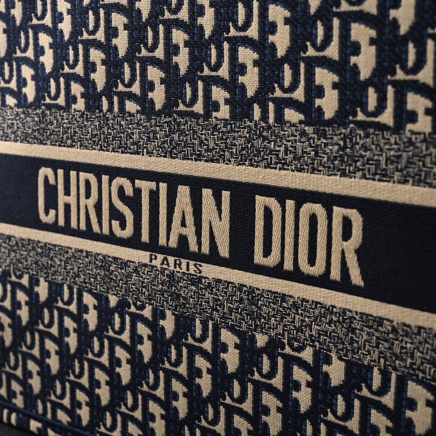 Christian Dior Large Book Tote – Blue Oblique Embroidery