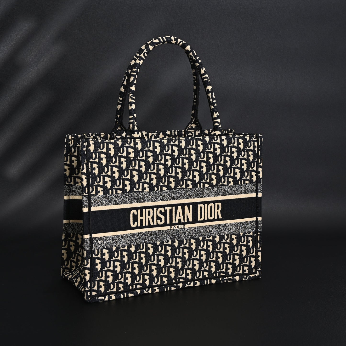 Christian Dior Medium Book Tote – Black Oblique Embroidery