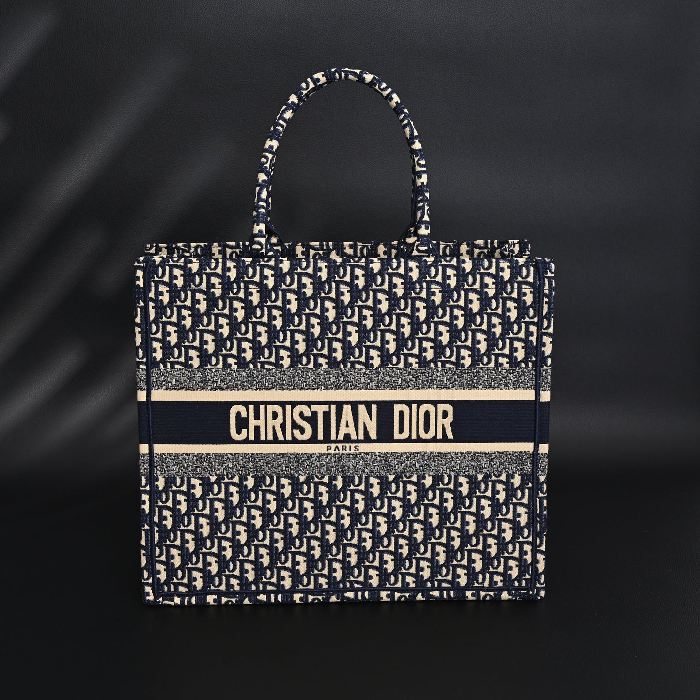Christian Dior Large Book Tote – Blue Oblique Embroidery