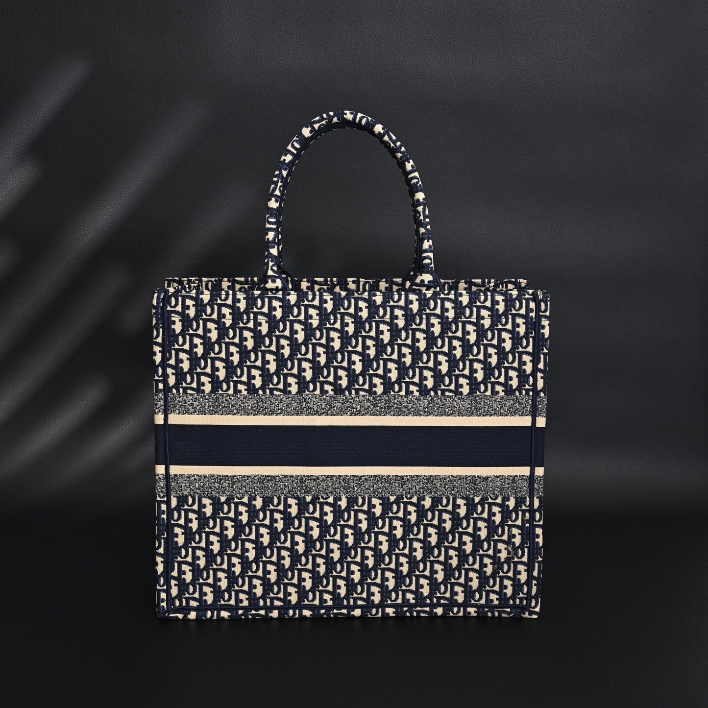 Christian Dior Large Book Tote – Blue Oblique Embroidery