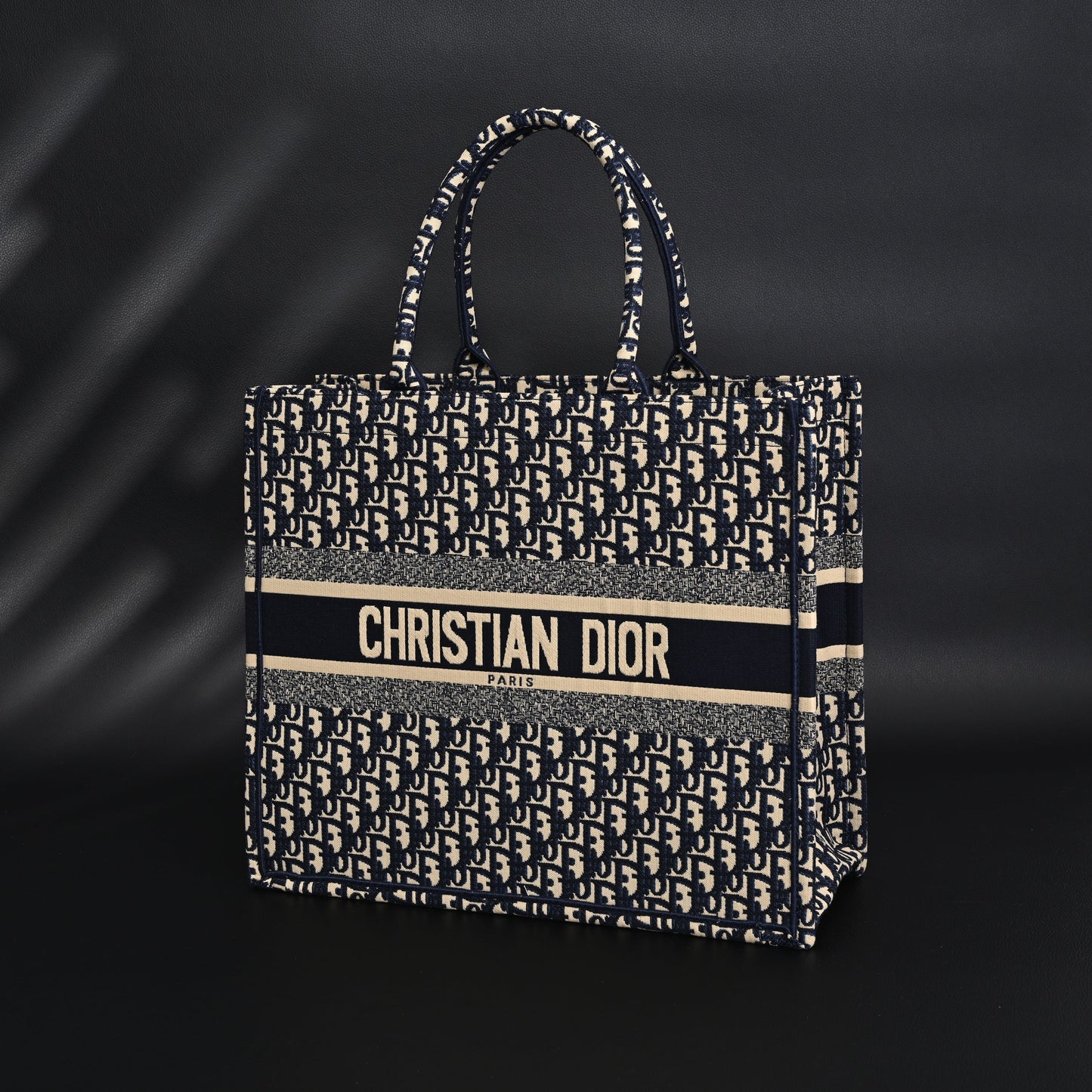 Christian Dior Large Book Tote – Blue Oblique Embroidery