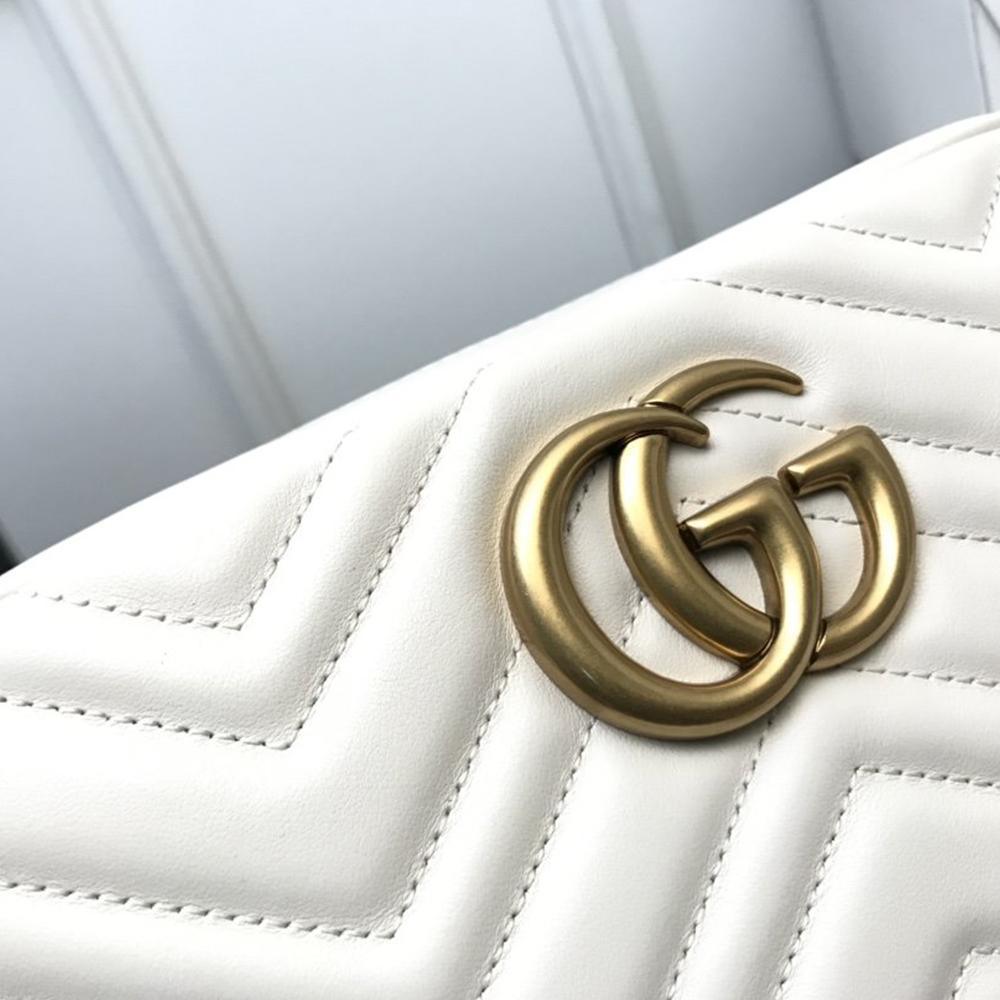 GG Marmont small matelassé shoulder bag white