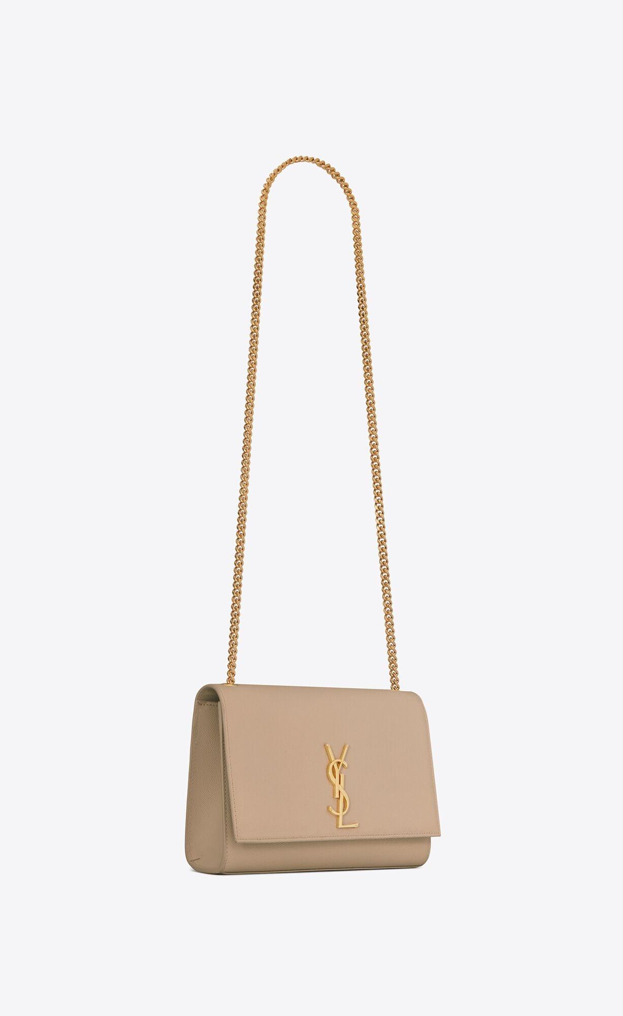 YSL Kate Medium Chain Bag In Grain De Poudre Embossed Leather