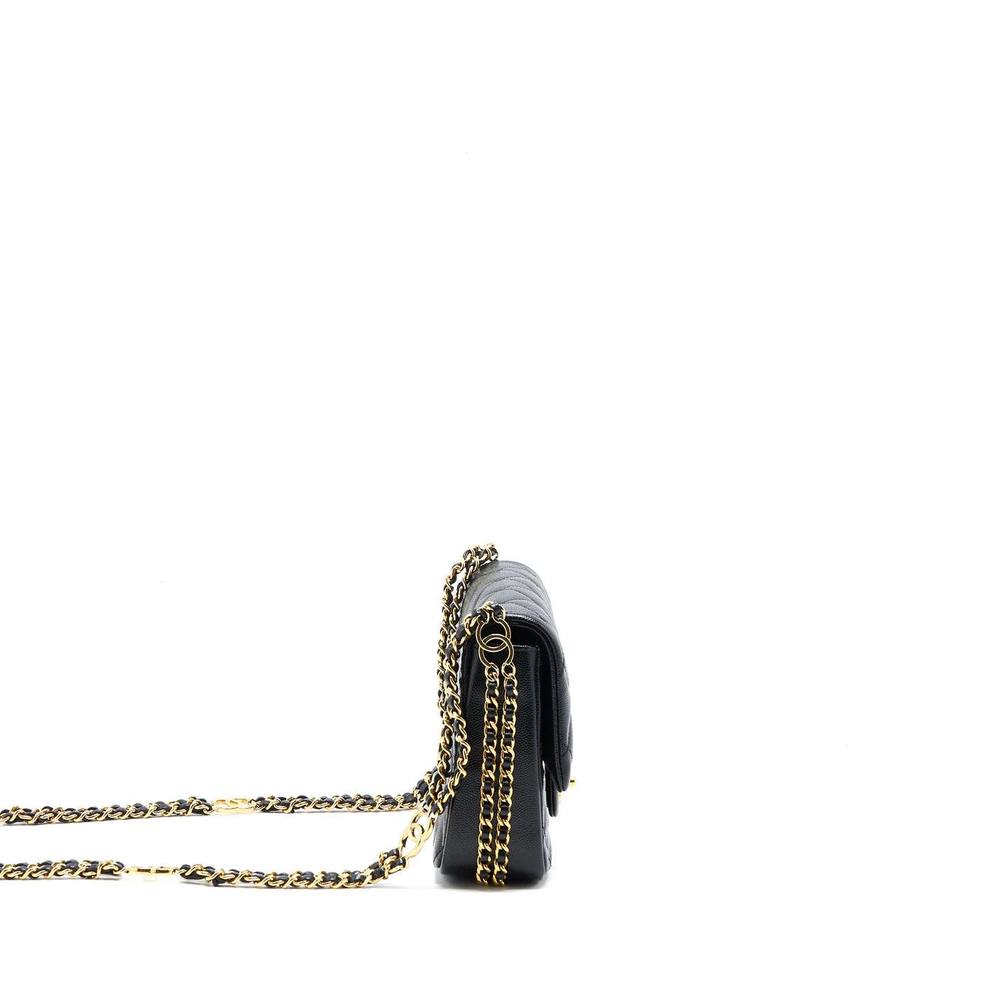 Chanel 23c Mini Flap Bag Chain Grained Calfskin Black