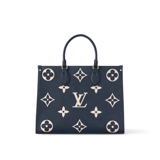 LV OnTheGo MM Navy Blue cream
